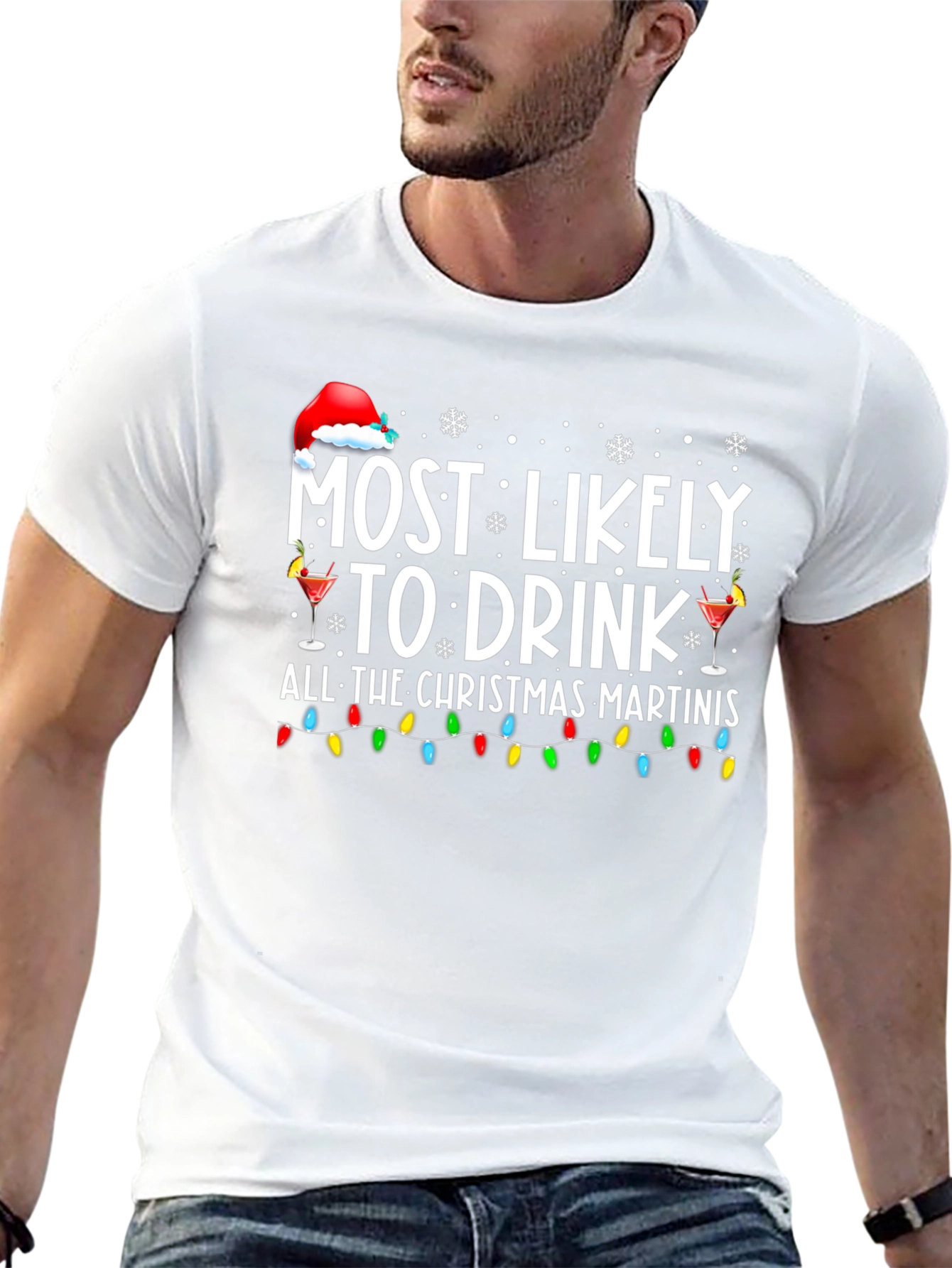 Festive Christmas Martini Drinker T-Shirt