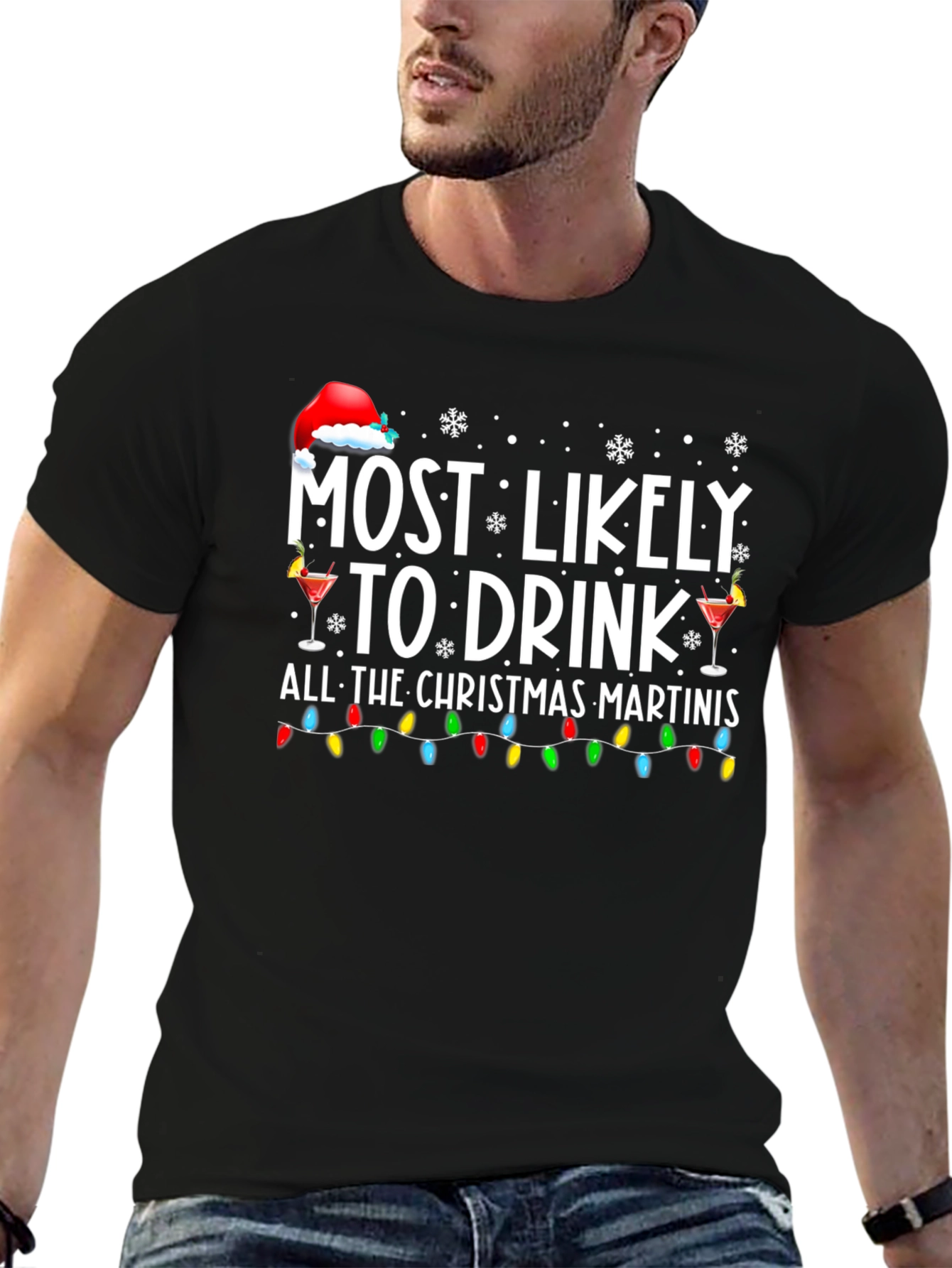 Festive Christmas Martini Drinker T-Shirt