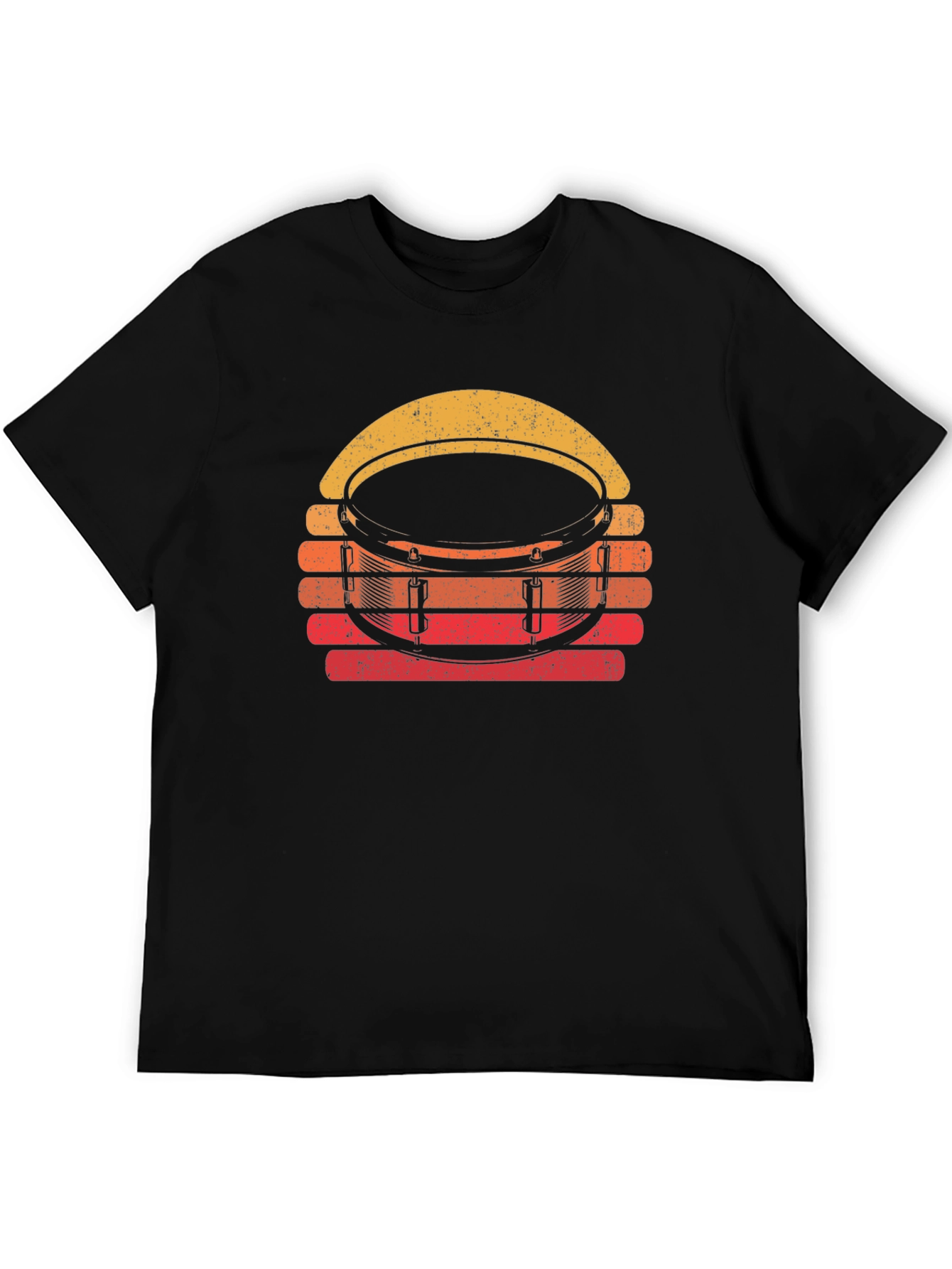 Retro Drum Set Graphic Tee - Black