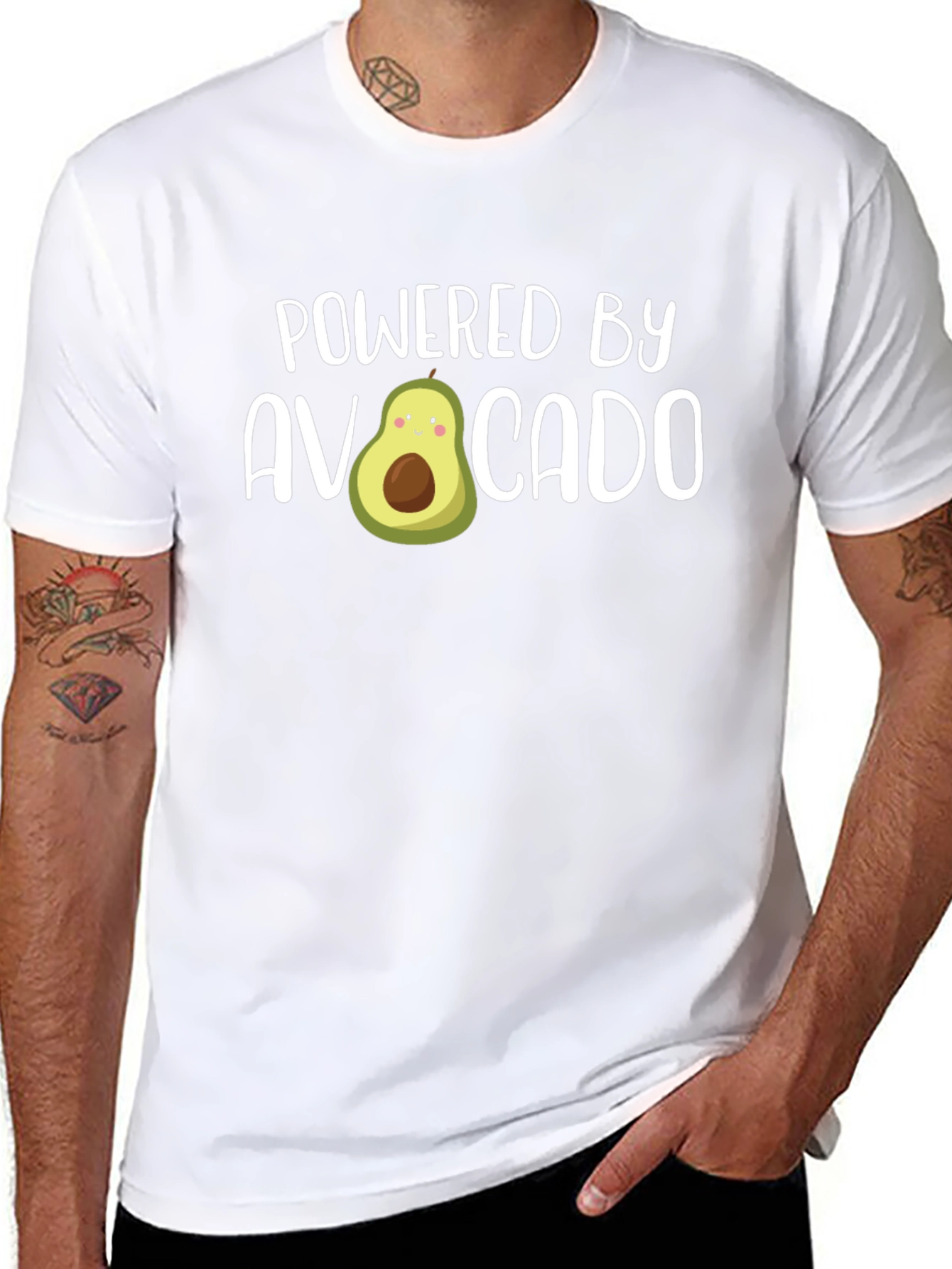 Powered by Avocado Funny Graphic Tee