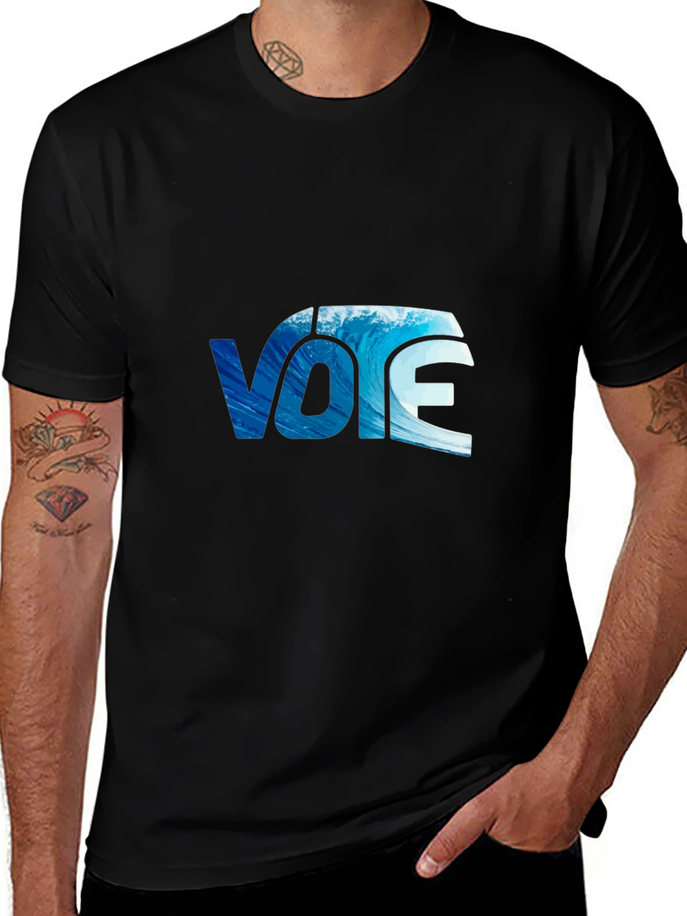 Vote Wave Graphic Black T-Shirt