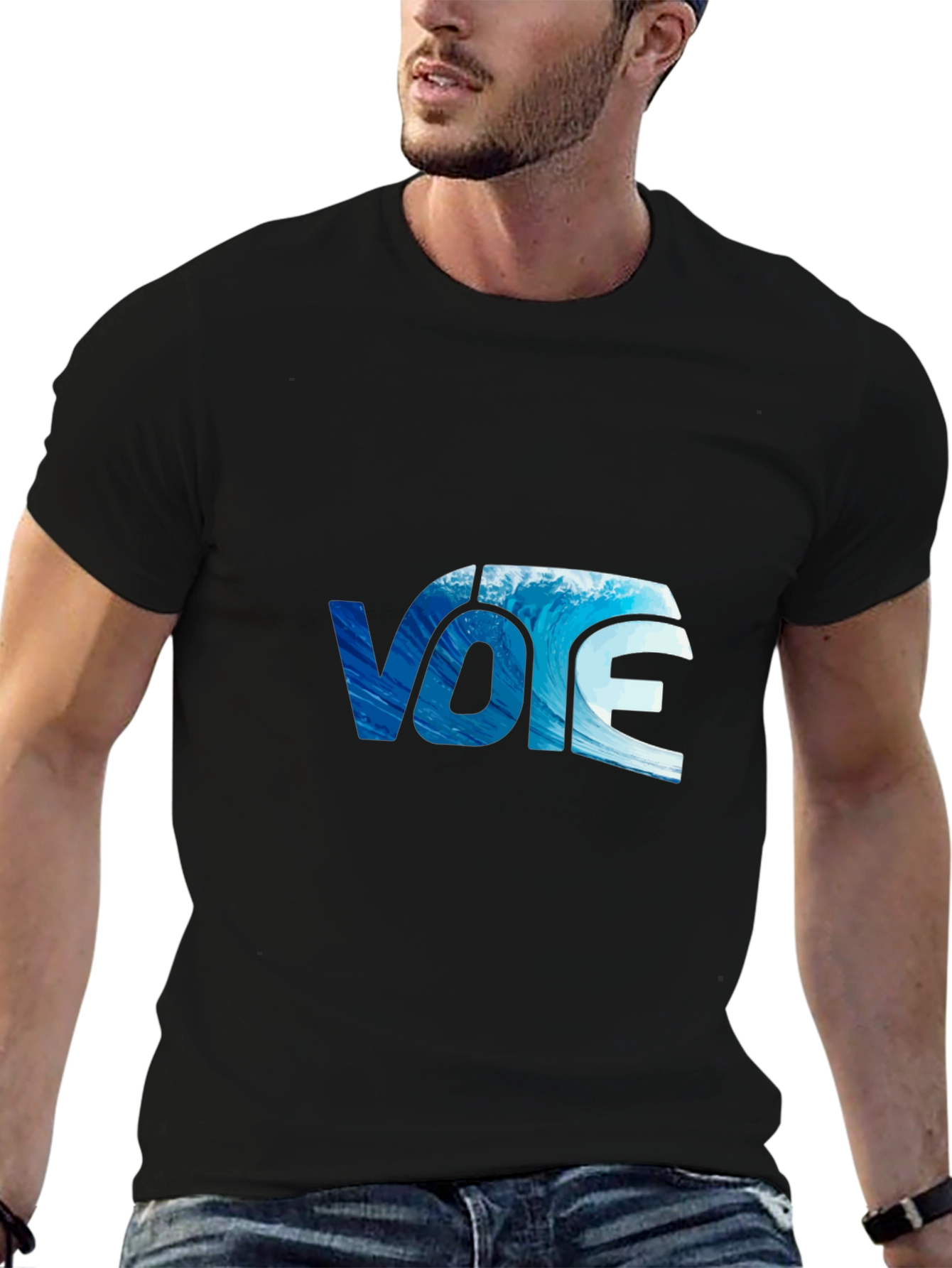 Vote Wave Graphic Black T-Shirt