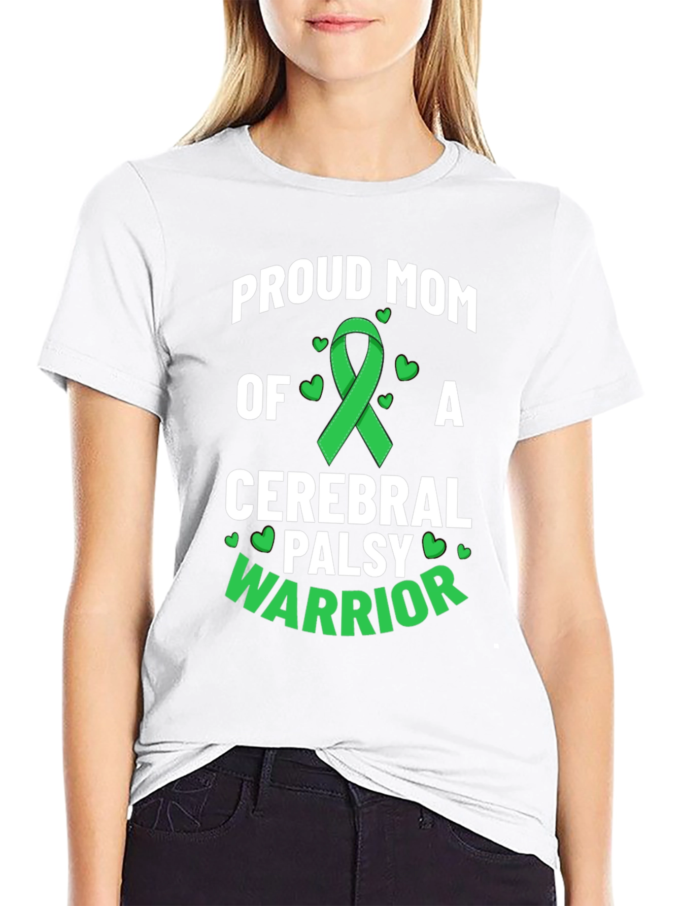 Proud Mom Cerebral Palsy Warrior Ribbon Graphic Tee
