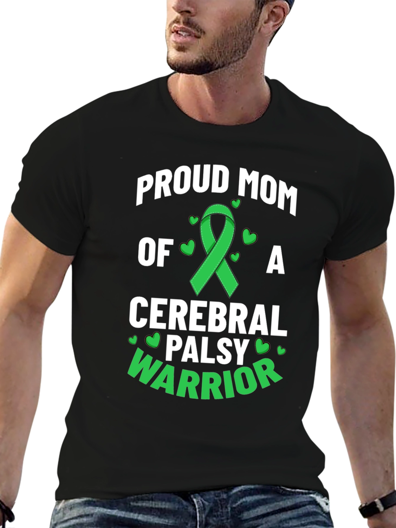Proud Mom Cerebral Palsy Warrior Ribbon Graphic Tee
