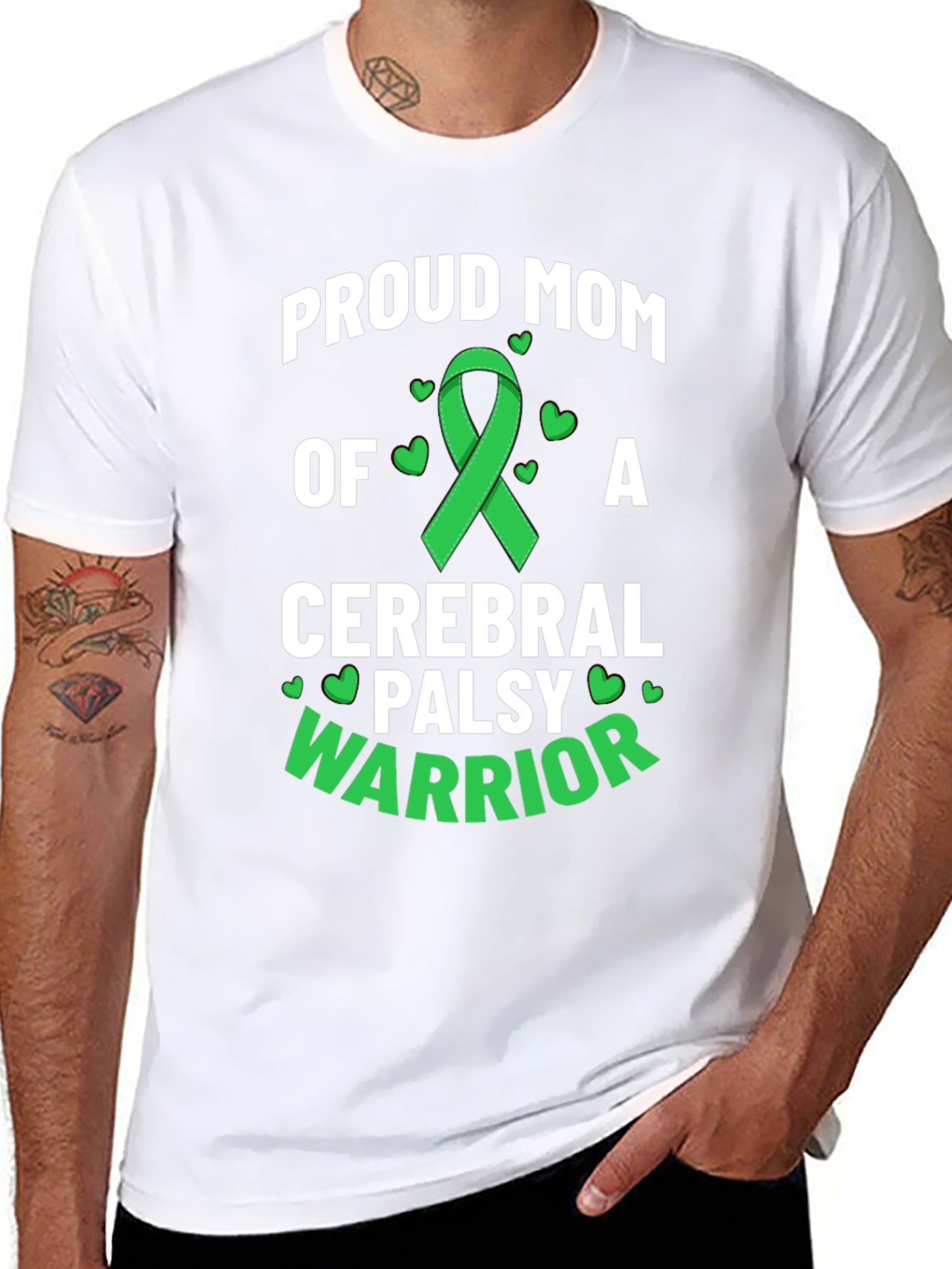Proud Mom Cerebral Palsy Warrior Ribbon Graphic Tee
