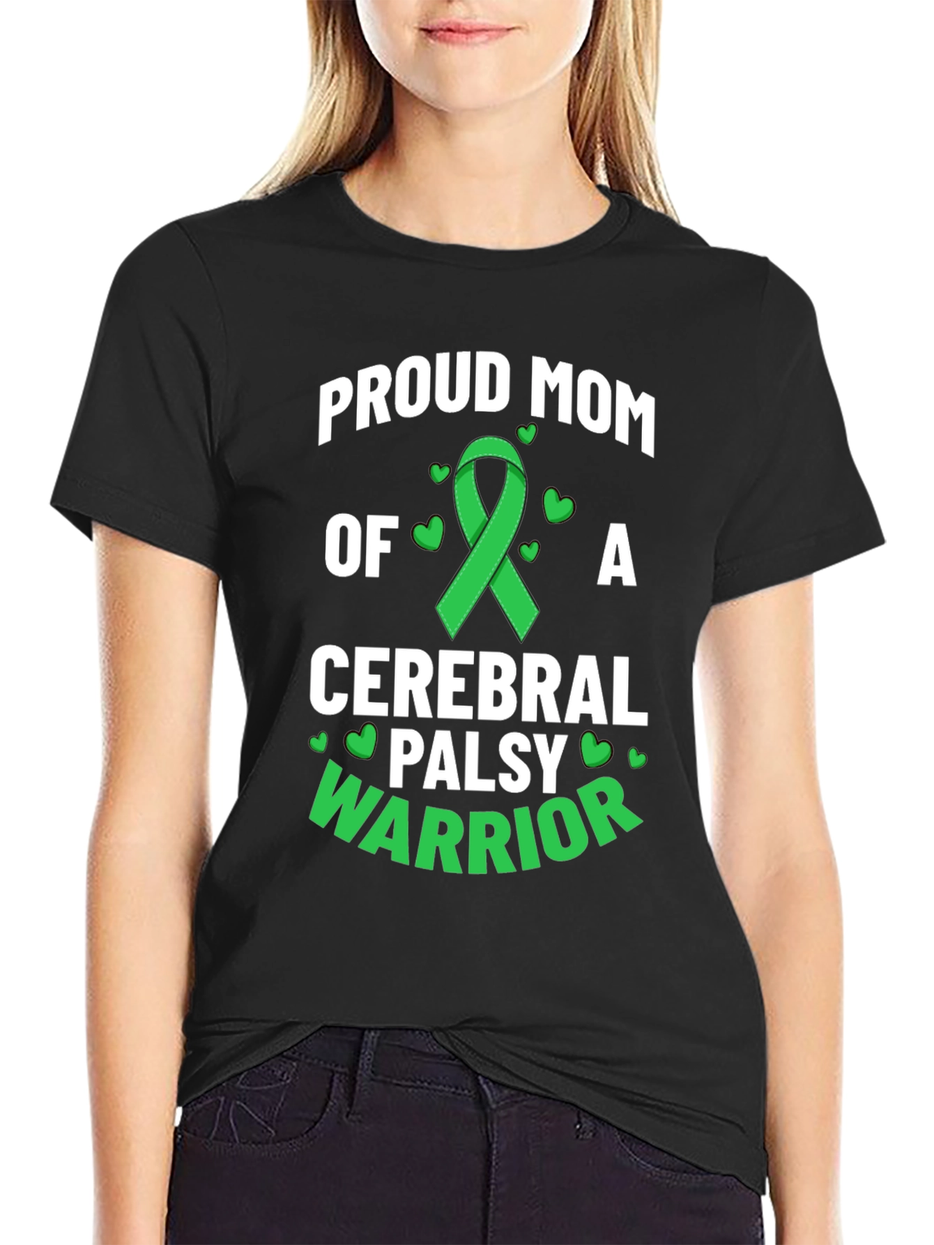 Proud Mom Cerebral Palsy Warrior Ribbon Graphic Tee