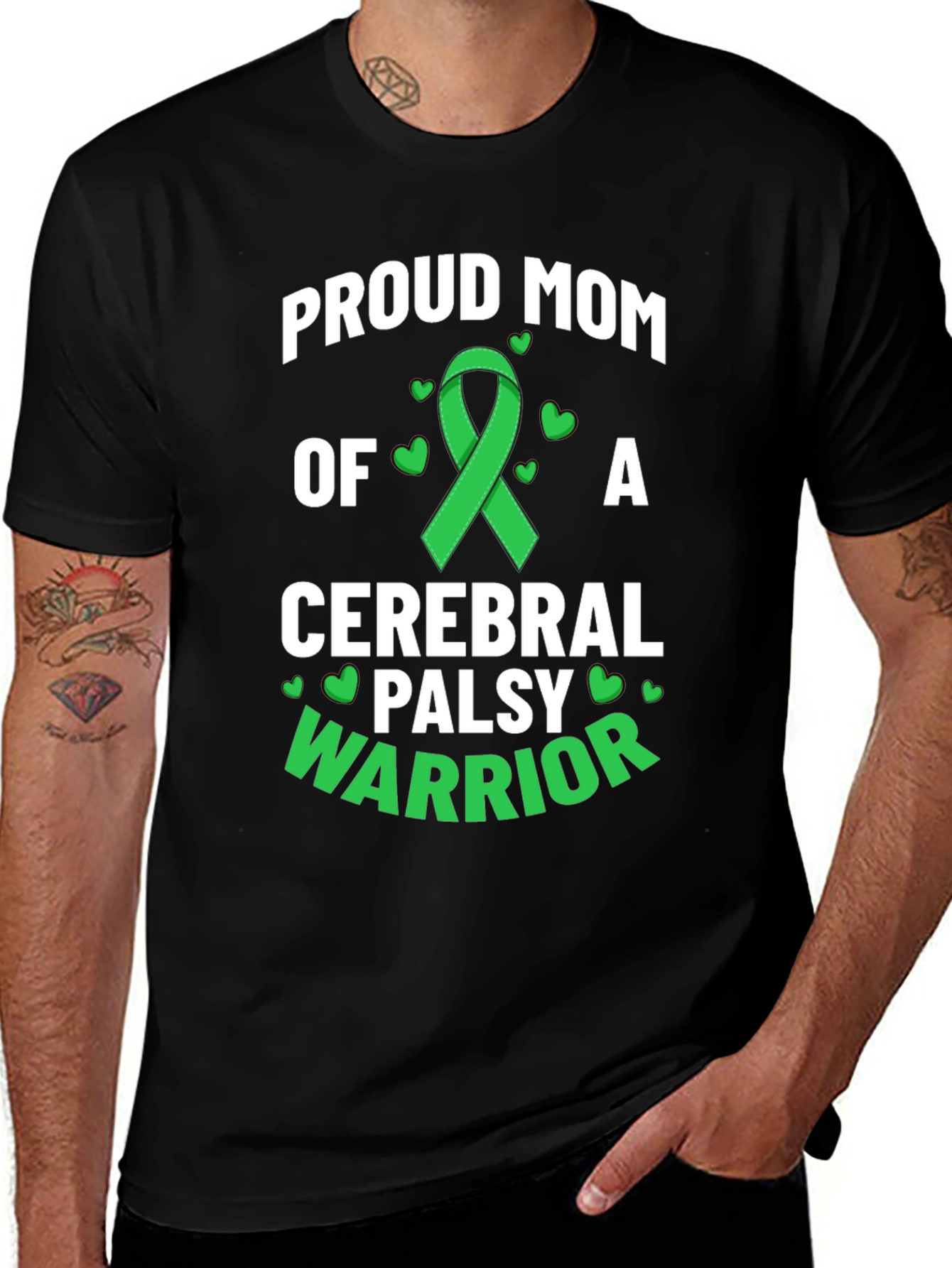 Proud Mom Cerebral Palsy Warrior Ribbon Graphic Tee