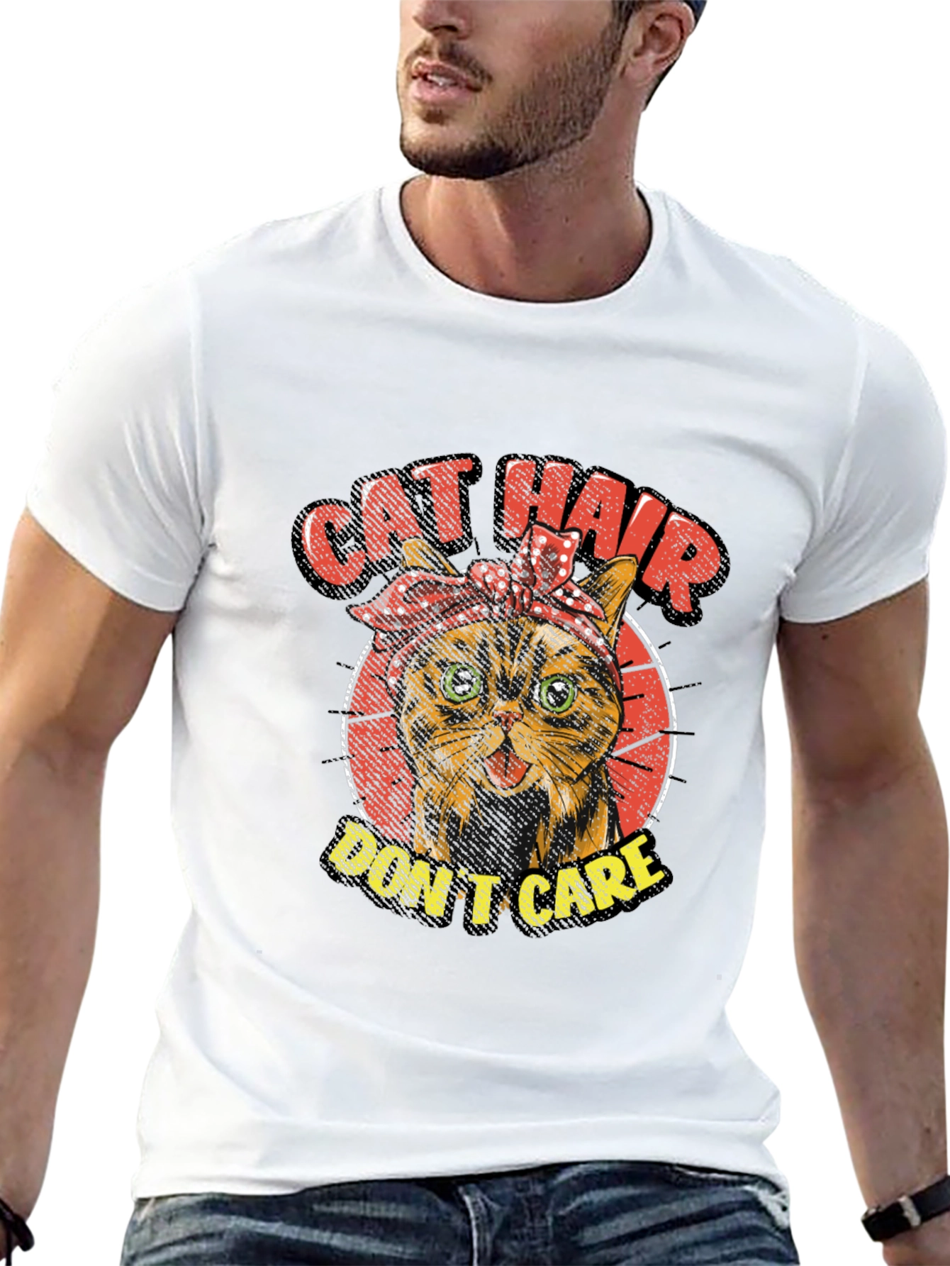 Cat Hair Dont Care Graphic T-Shirt