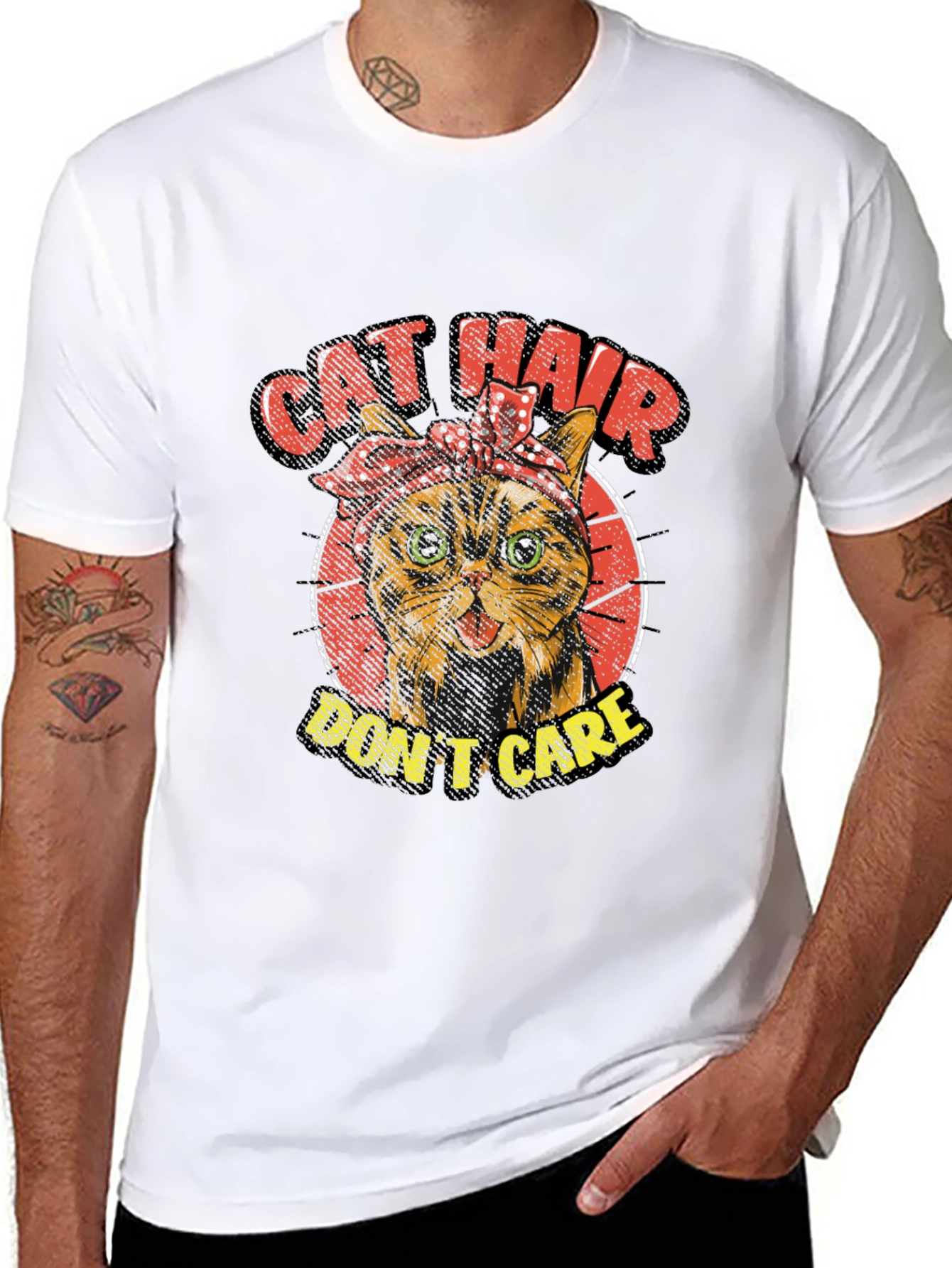 Cat Hair Dont Care Graphic T-Shirt