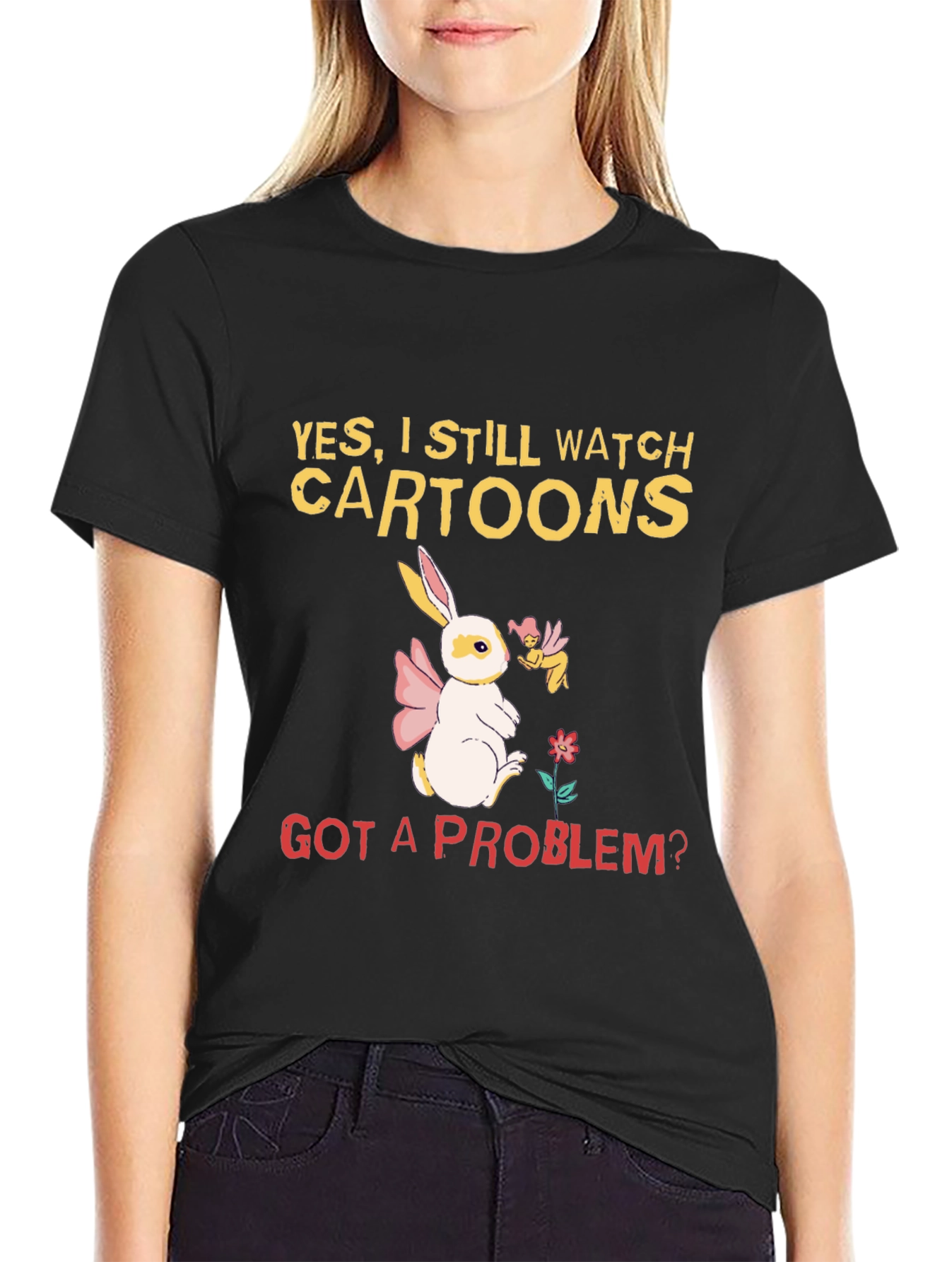 Cartoon Lover T-Shirt - Bunny and Fairy Design