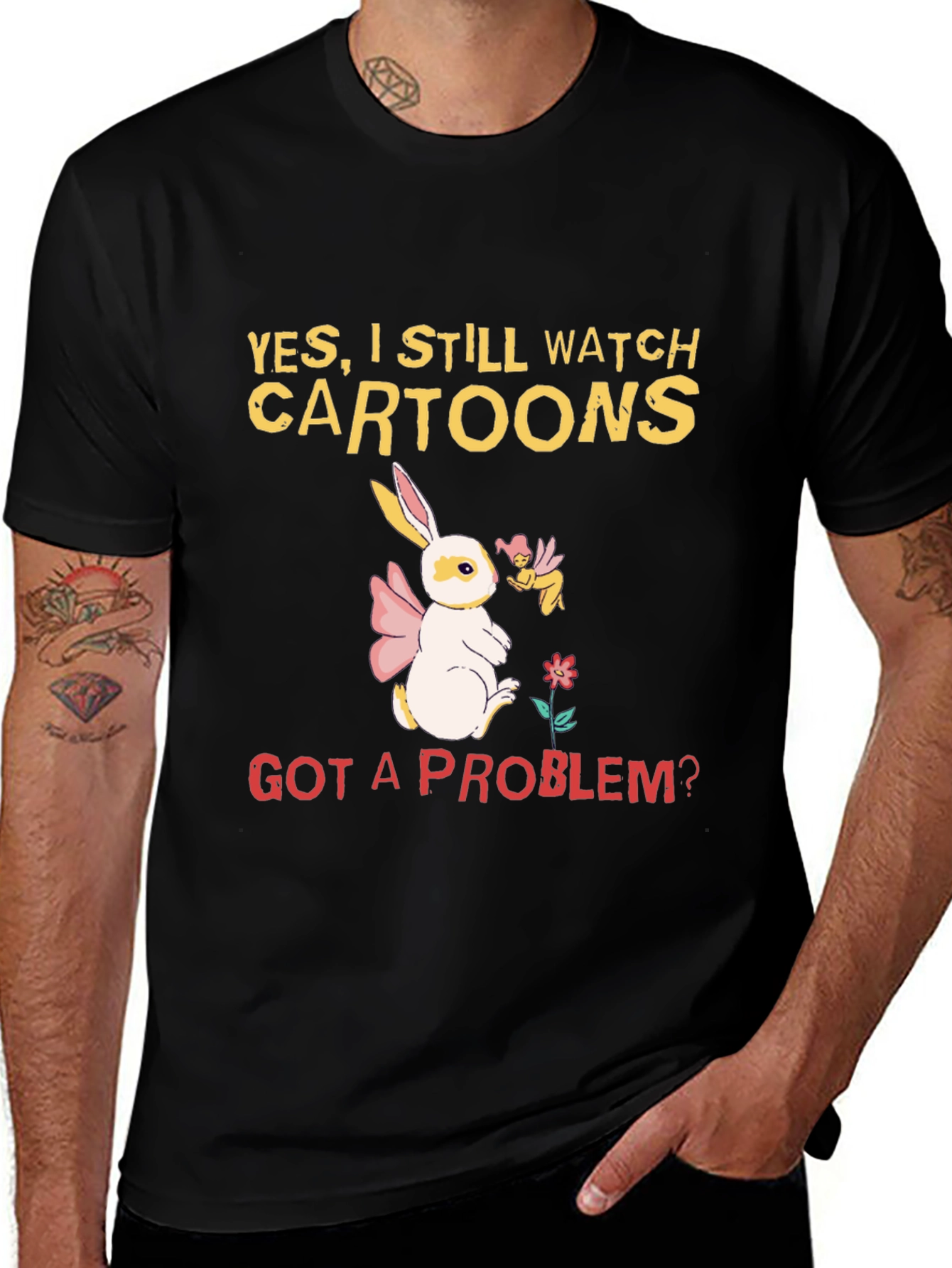Cartoon Lover T-Shirt - Bunny and Fairy Design