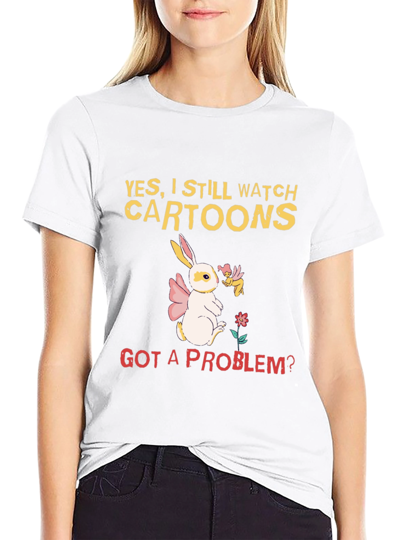 Cartoon Lover T-Shirt - Bunny and Fairy Design