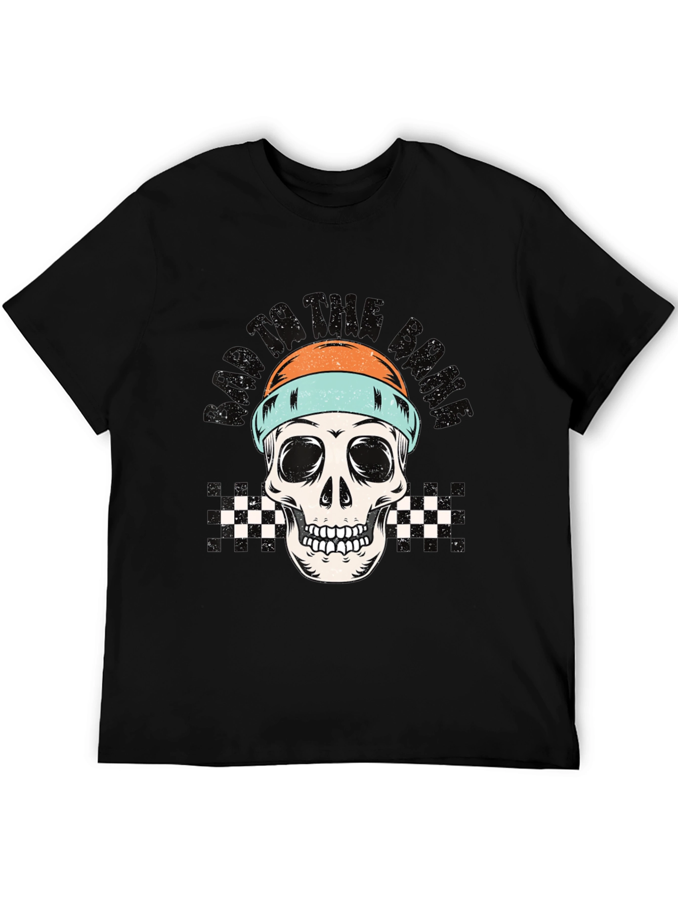 Skull Beanie Black Tee - Edgy Graphic Print
