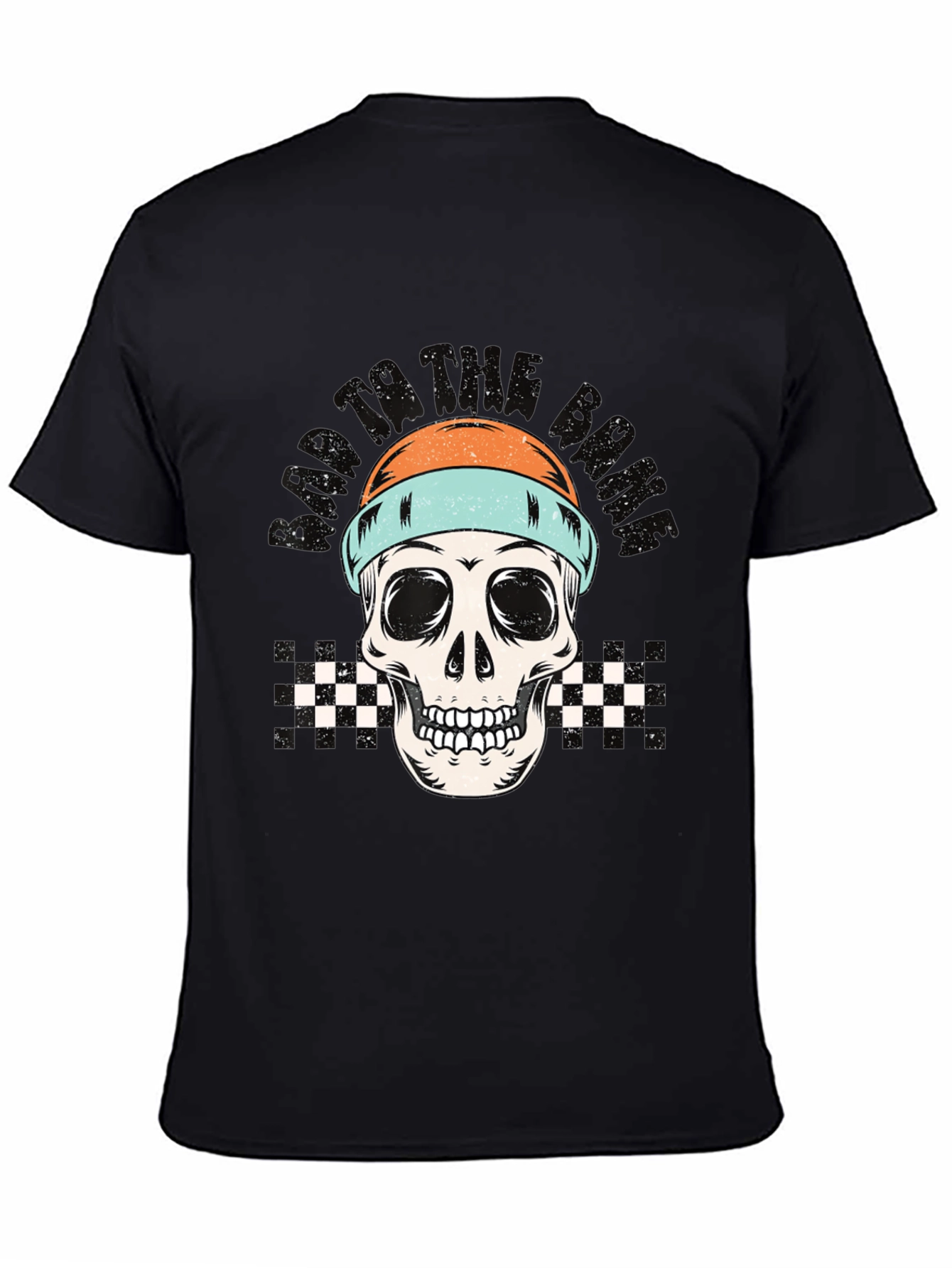 Skull Beanie Black Tee - Edgy Graphic Print