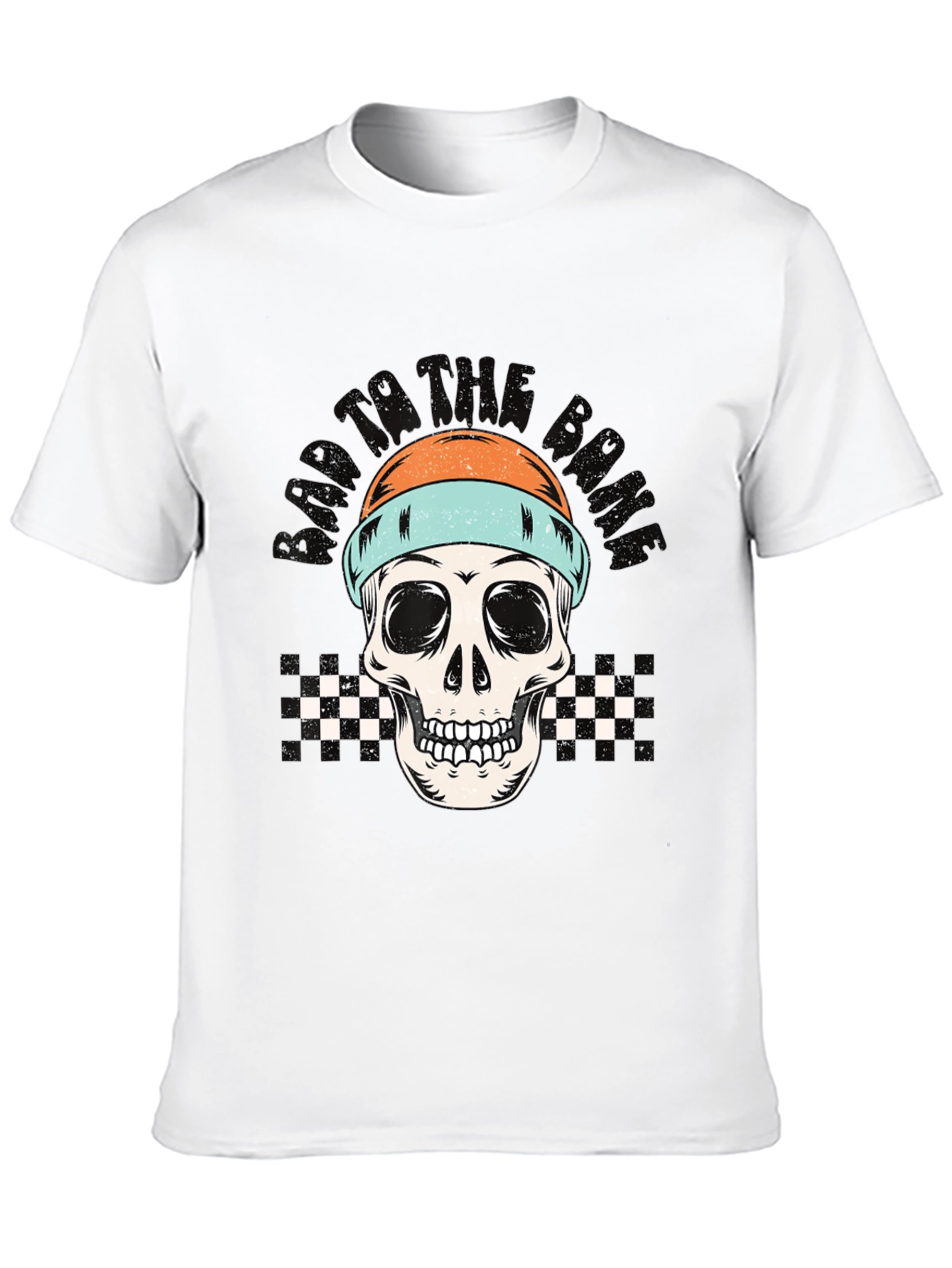 Skull Beanie Black Tee - Edgy Graphic Print
