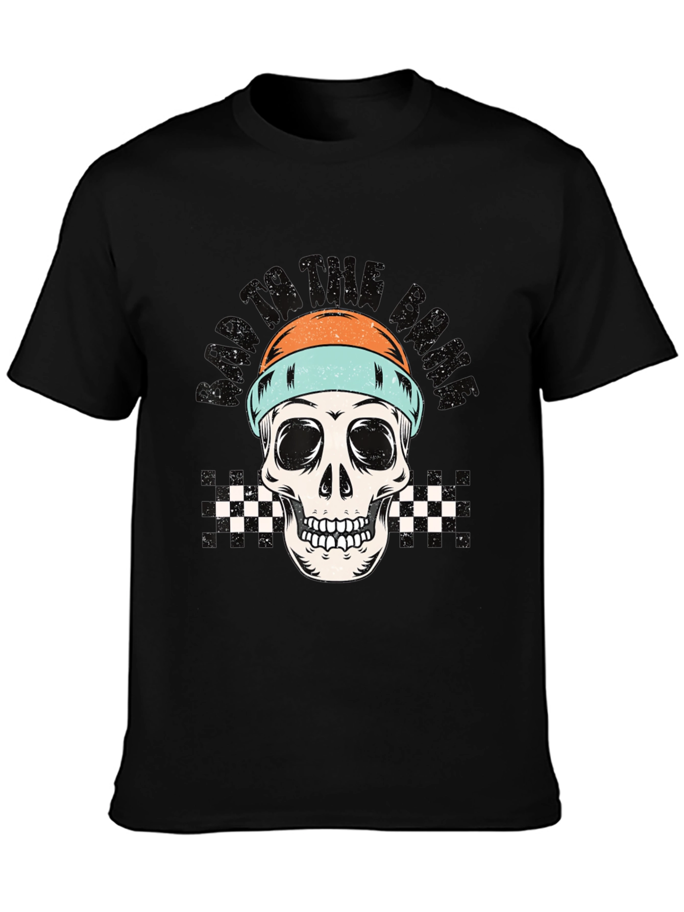 Skull Beanie Black Tee - Edgy Graphic Print