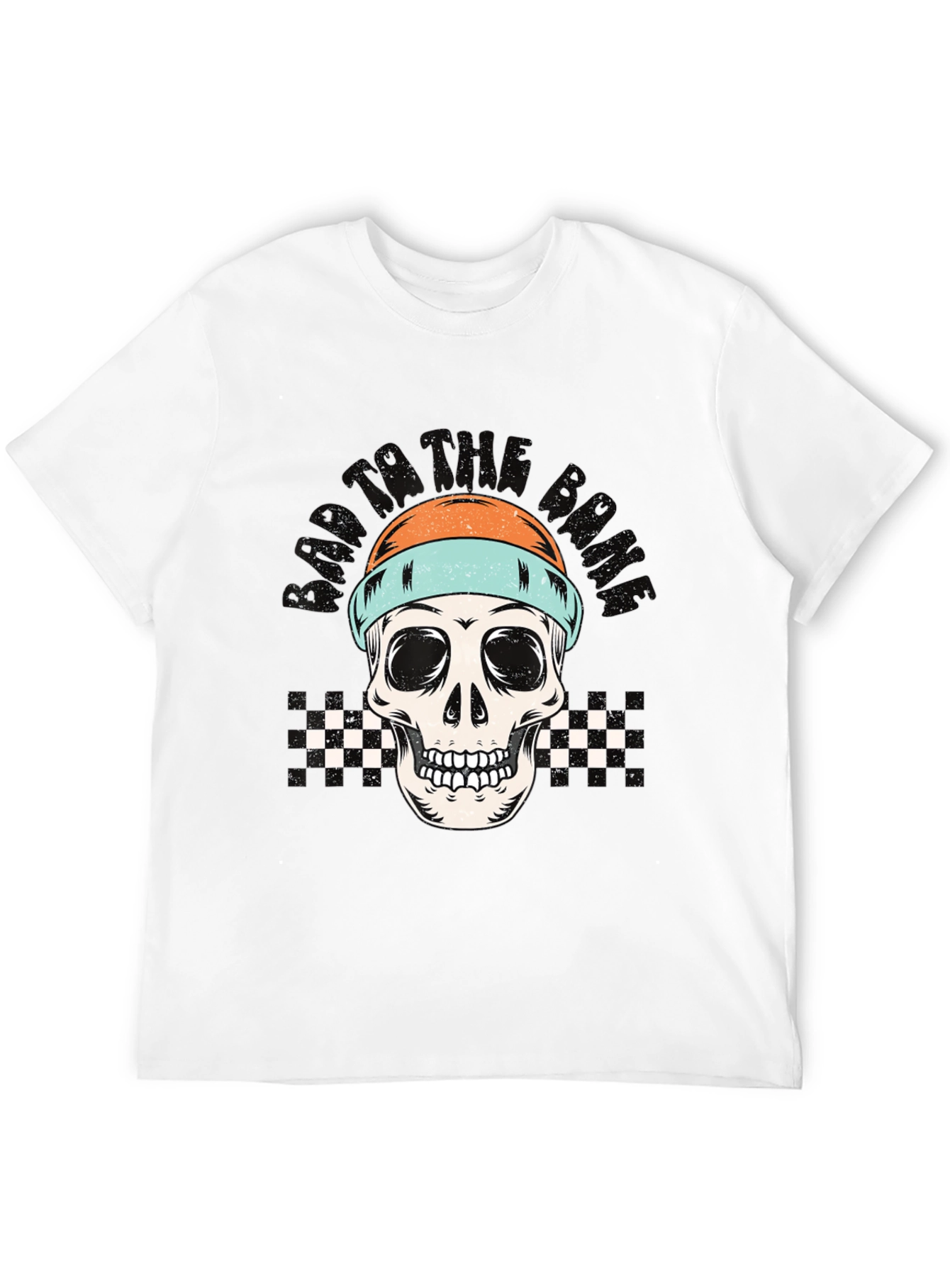 Skull Beanie Black Tee - Edgy Graphic Print