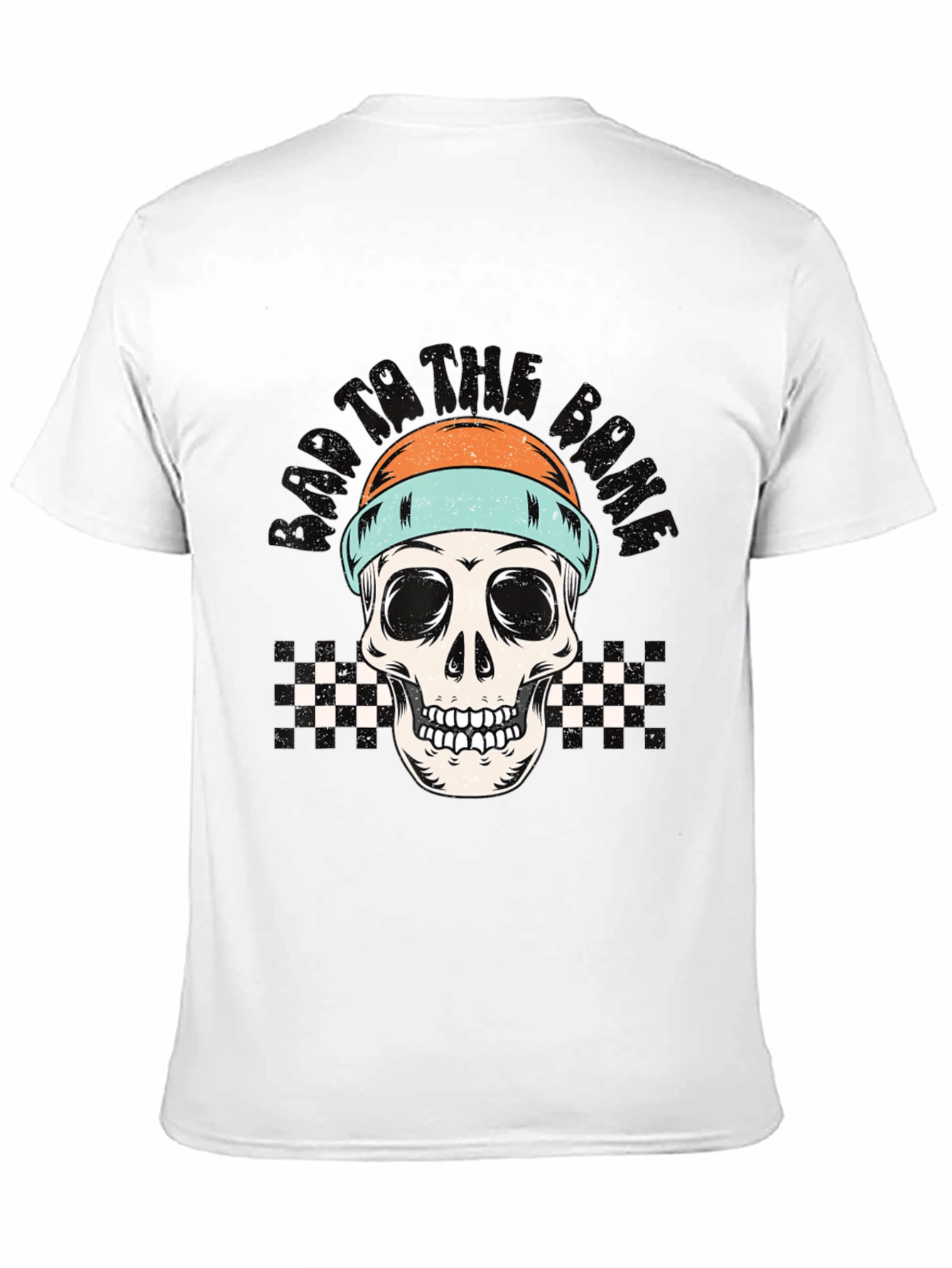 Skull Beanie Black Tee - Edgy Graphic Print