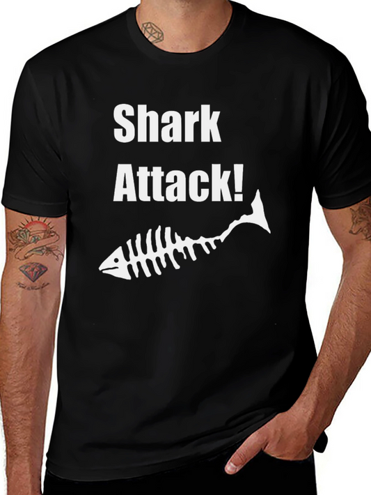 Shark Attack Skeleton Fish Graphic T-Shirt