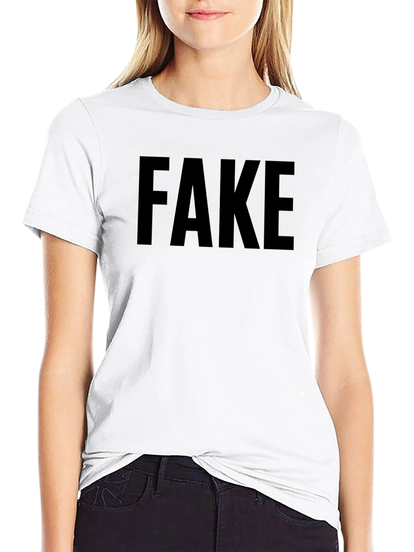 Mens Black FAKE Graphic T-Shirt