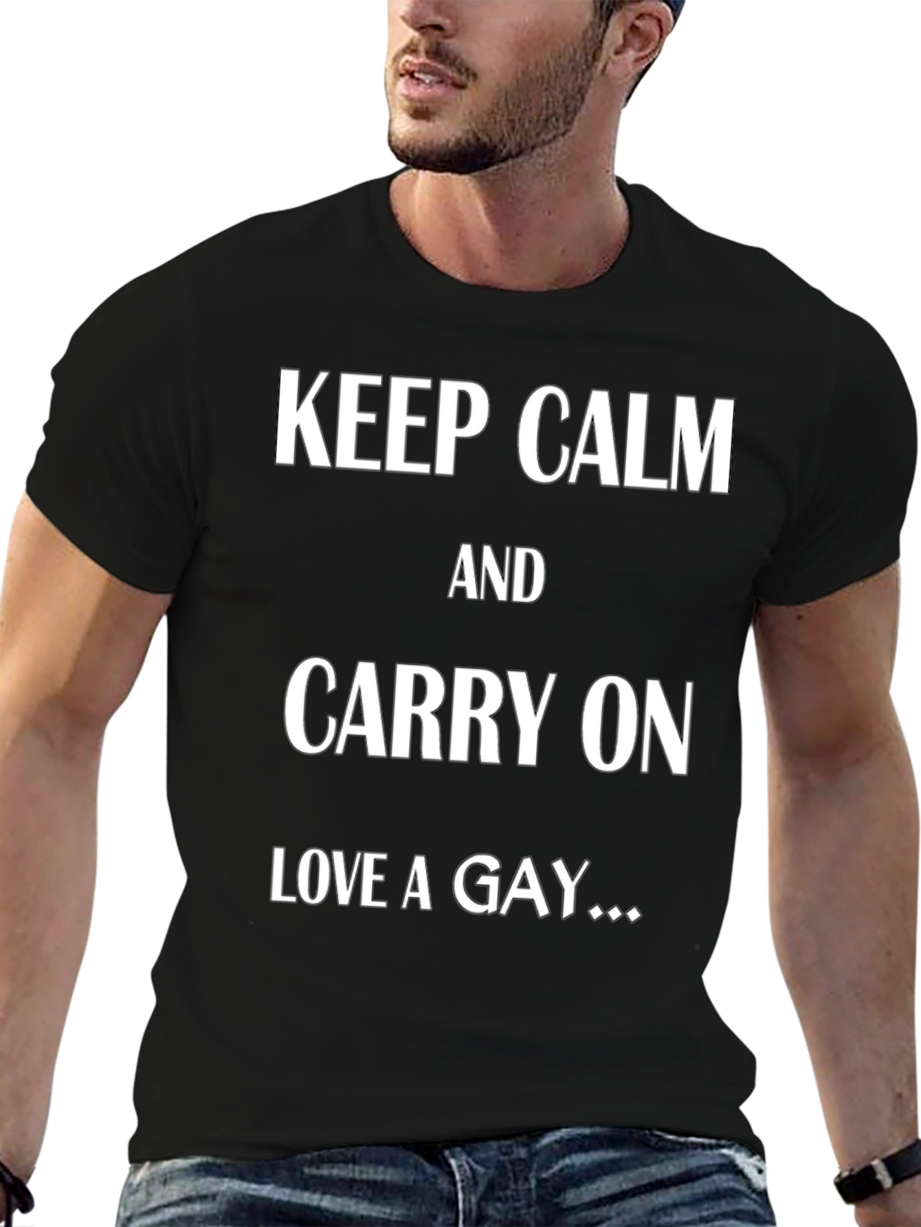 Keep Calm Love a Gay T-Shirt - Black