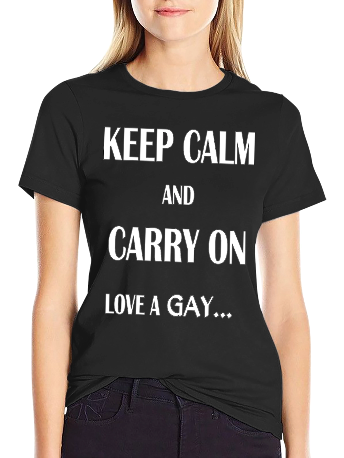 Keep Calm Love a Gay T-Shirt - Black