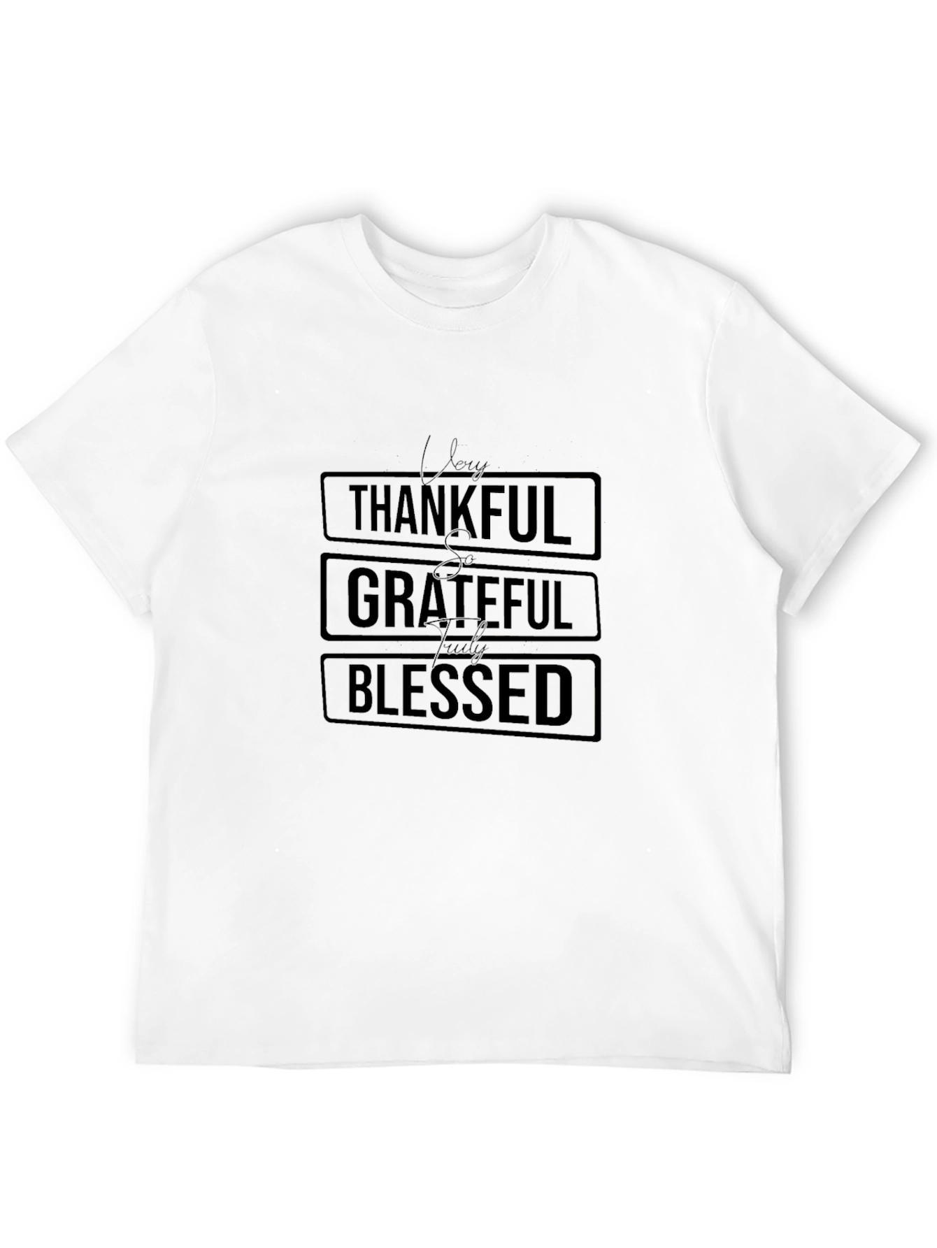 Thankful Grateful Blessed Black T-Shirt