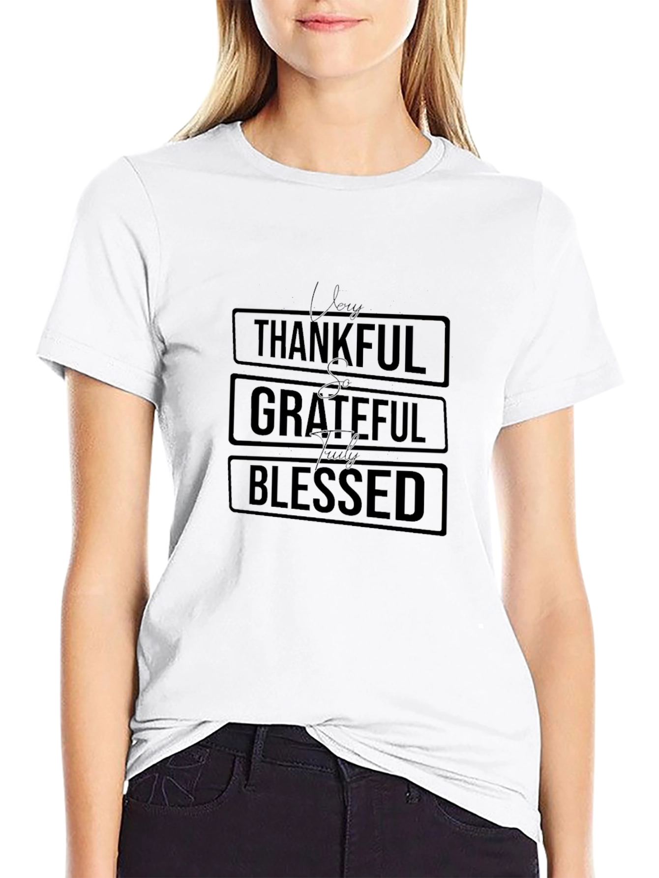Thankful Grateful Blessed Black T-Shirt