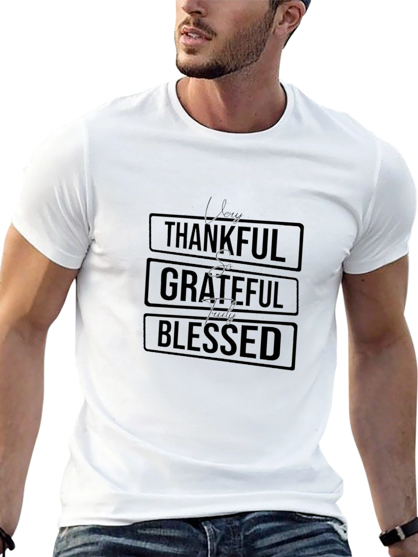 Thankful Grateful Blessed Black T-Shirt