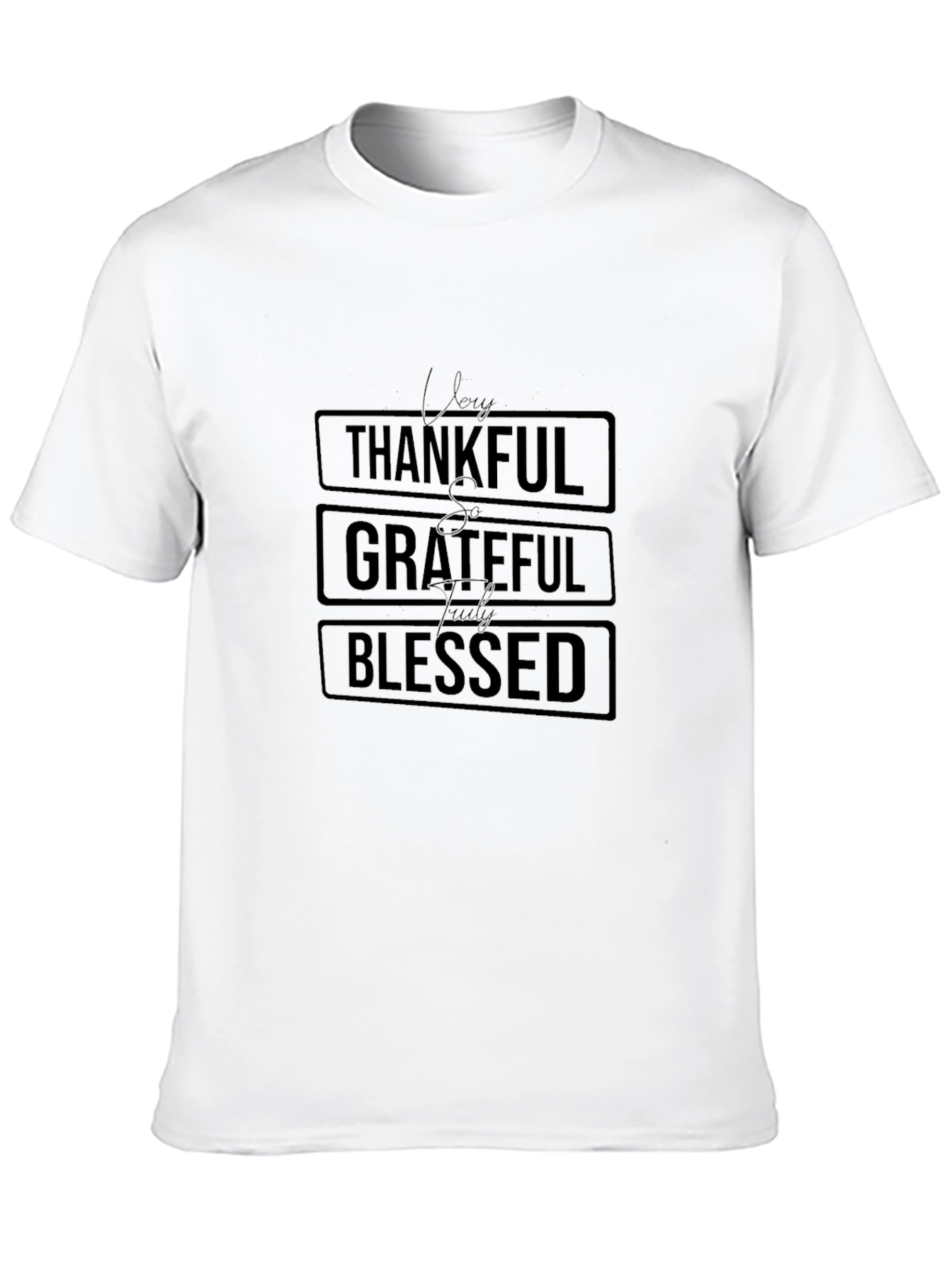 Thankful Grateful Blessed Black T-Shirt