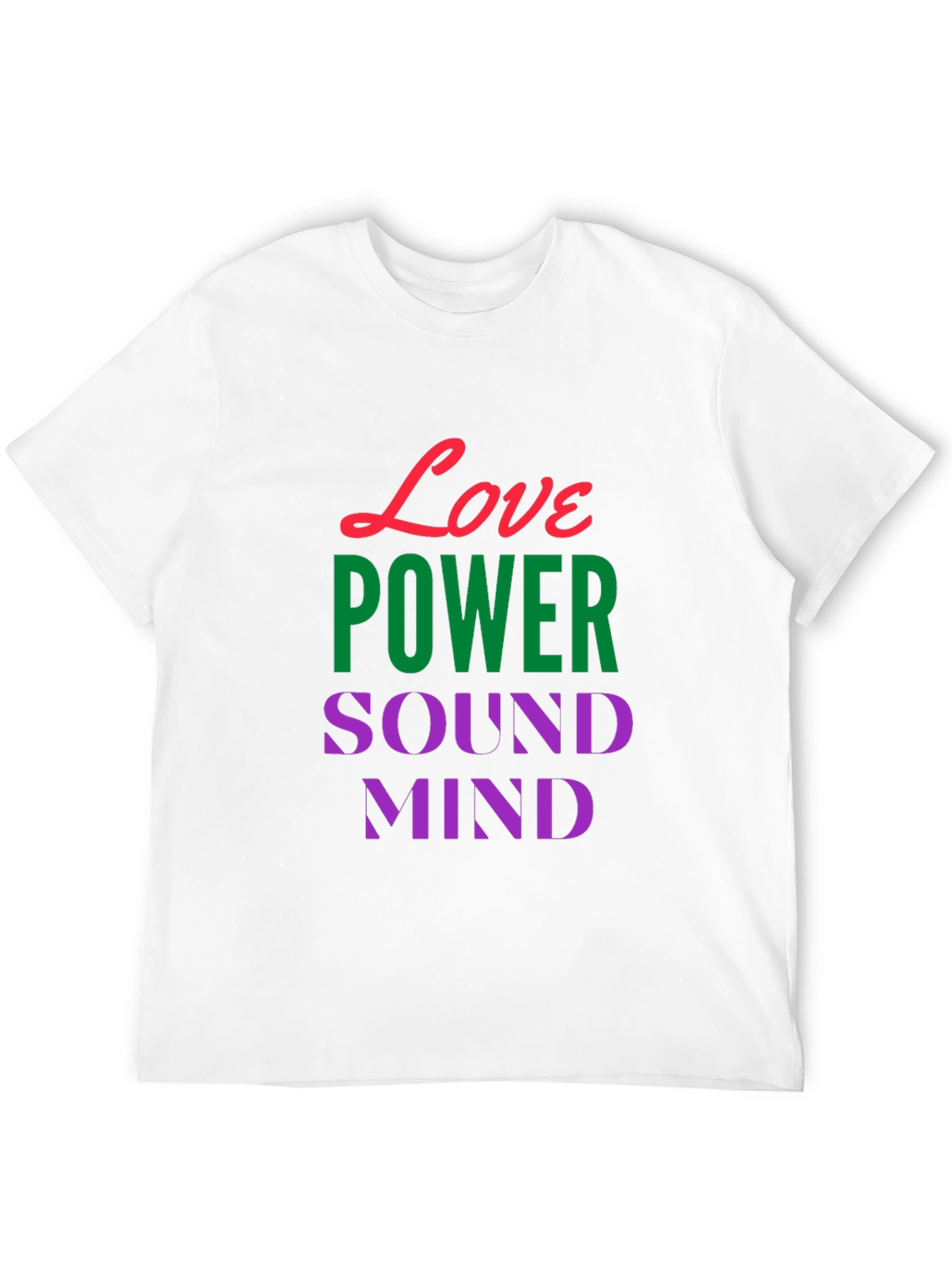 Love Power Sound Mind Black Graphic T-Shirt
