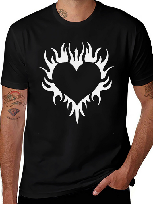 Flaming Heart Graphic Black T-Shirt