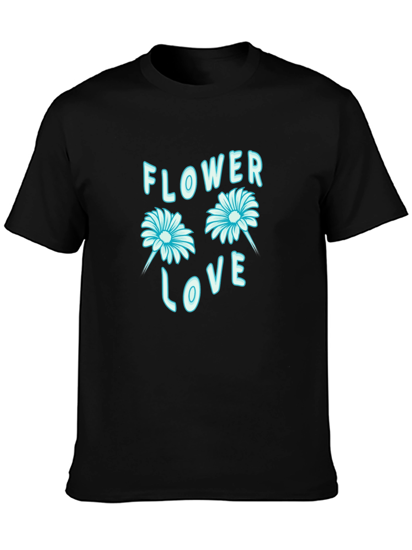 Flower Love Graphic Black T-Shirt