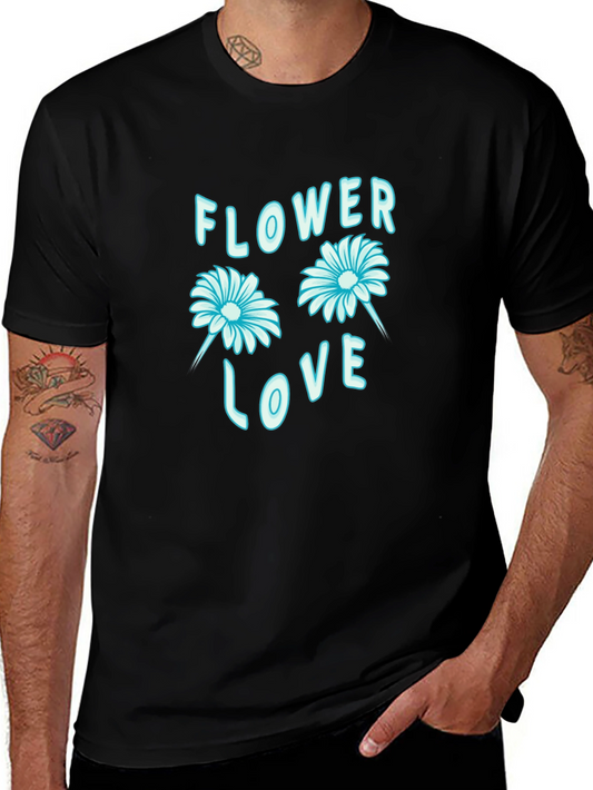 Flower Love Graphic Black T-Shirt