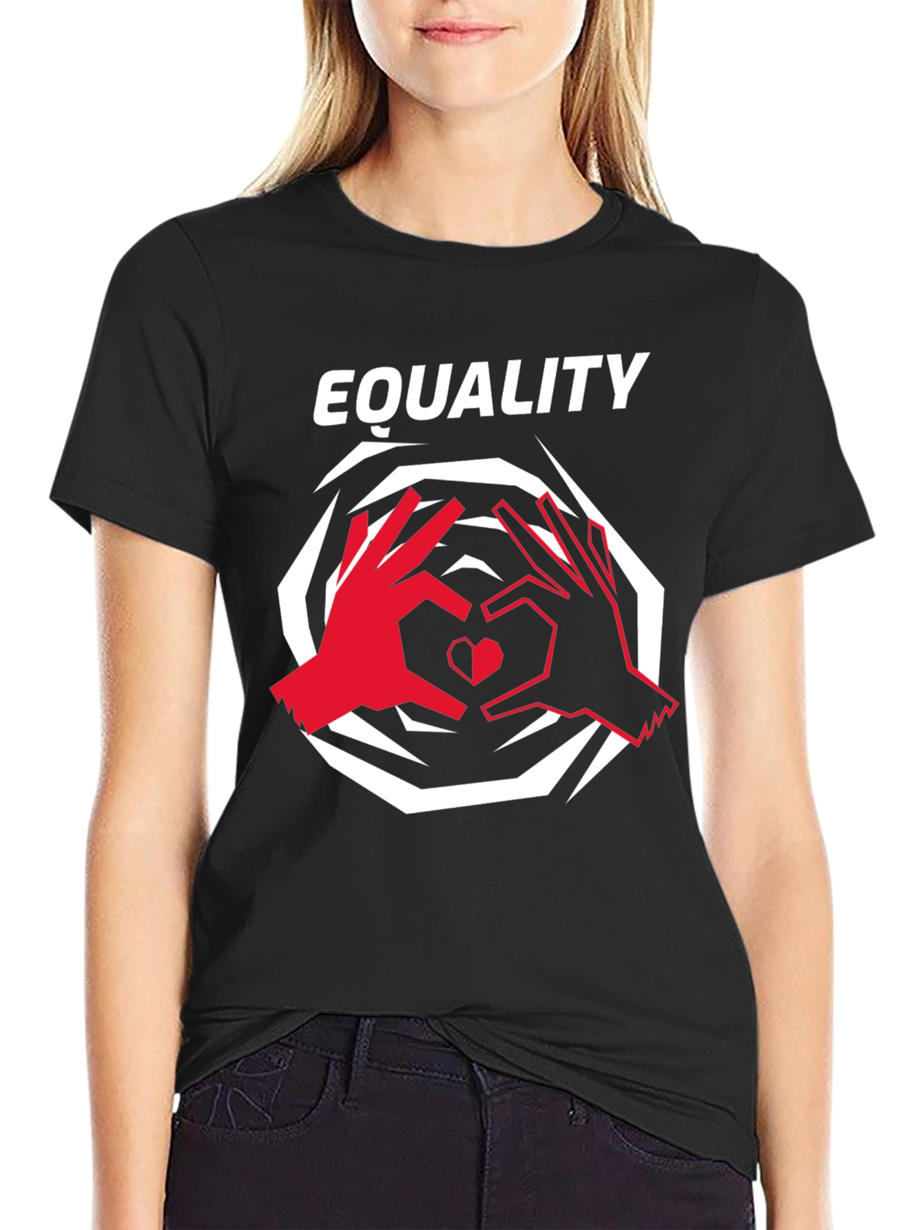 Equality Heart Hands Graphic T-Shirt - Black