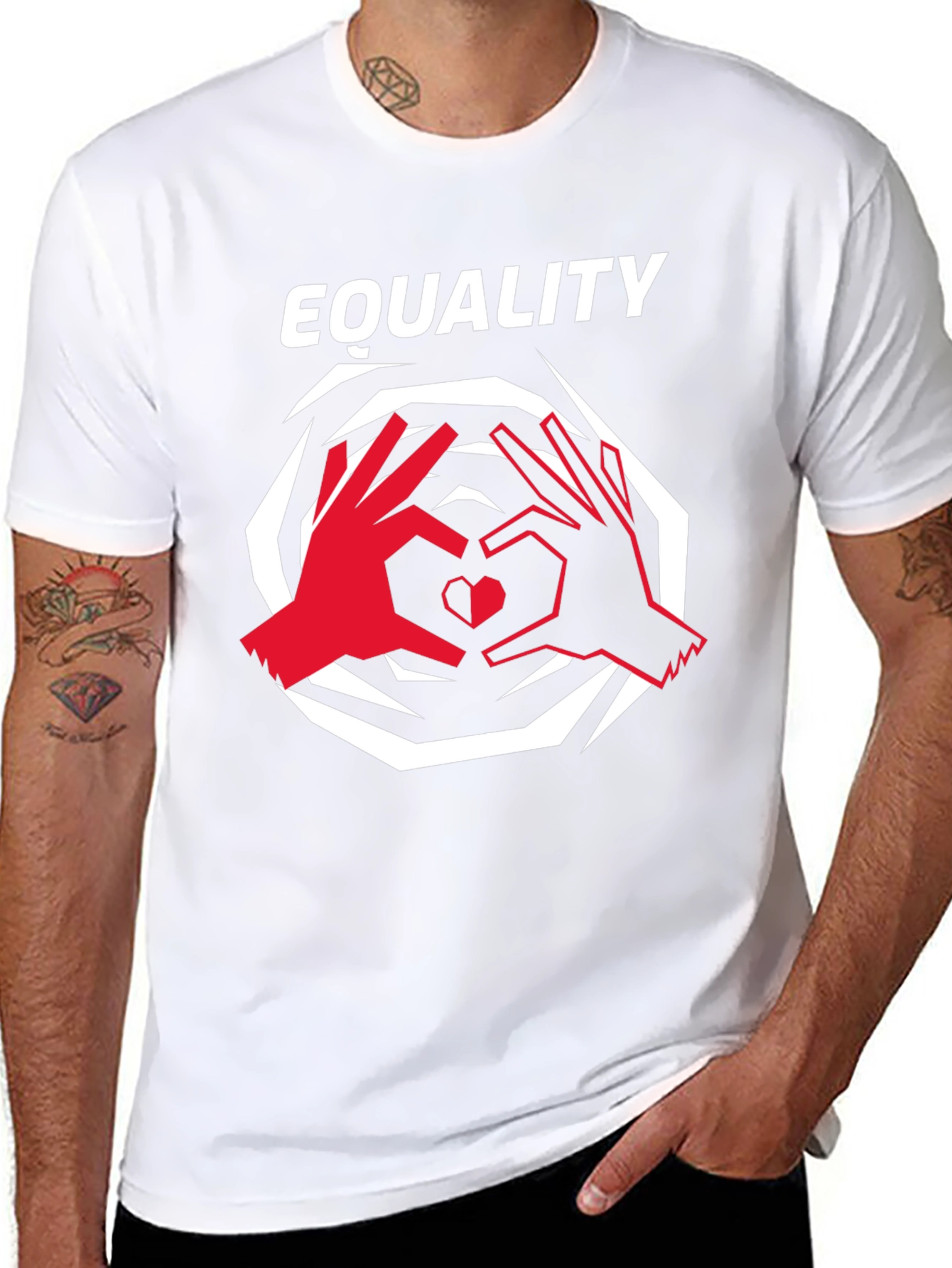 Equality Heart Hands Graphic T-Shirt - Black