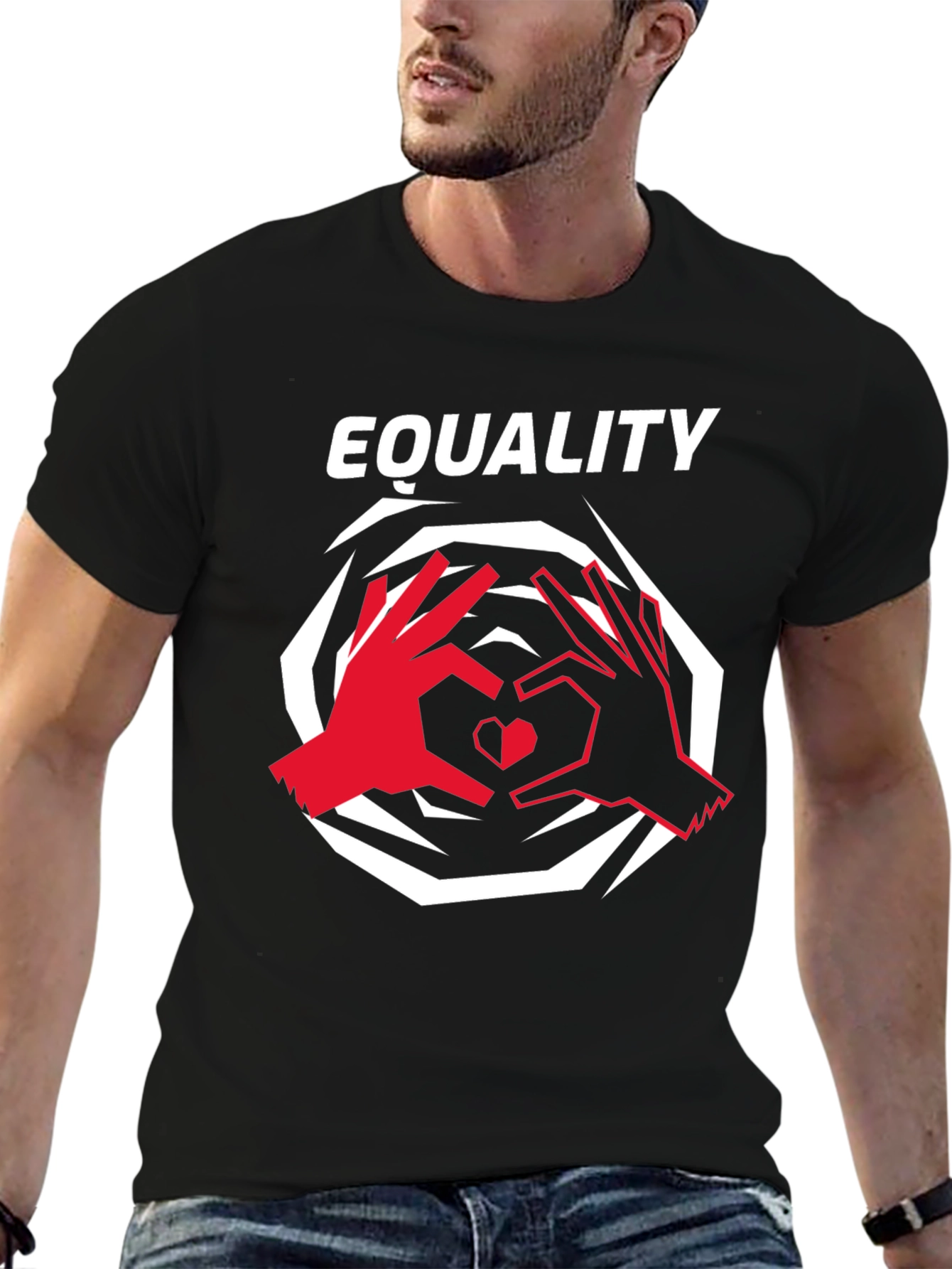 Equality Heart Hands Graphic T-Shirt - Black