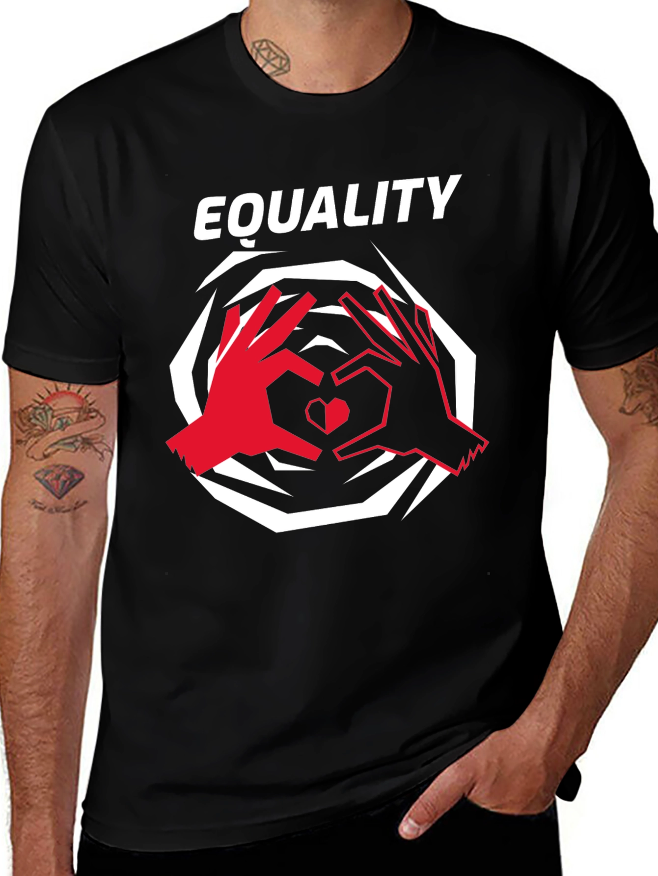 Equality Heart Hands Graphic T-Shirt - Black