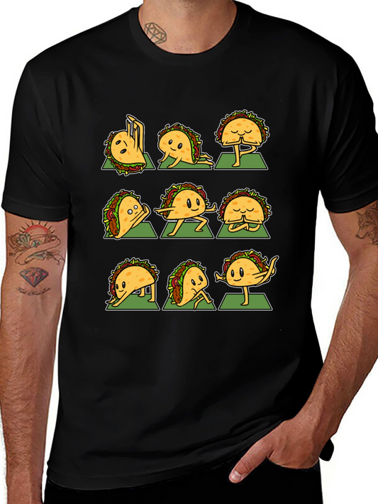 Funny Taco Yoga Pose Black T-Shirt
