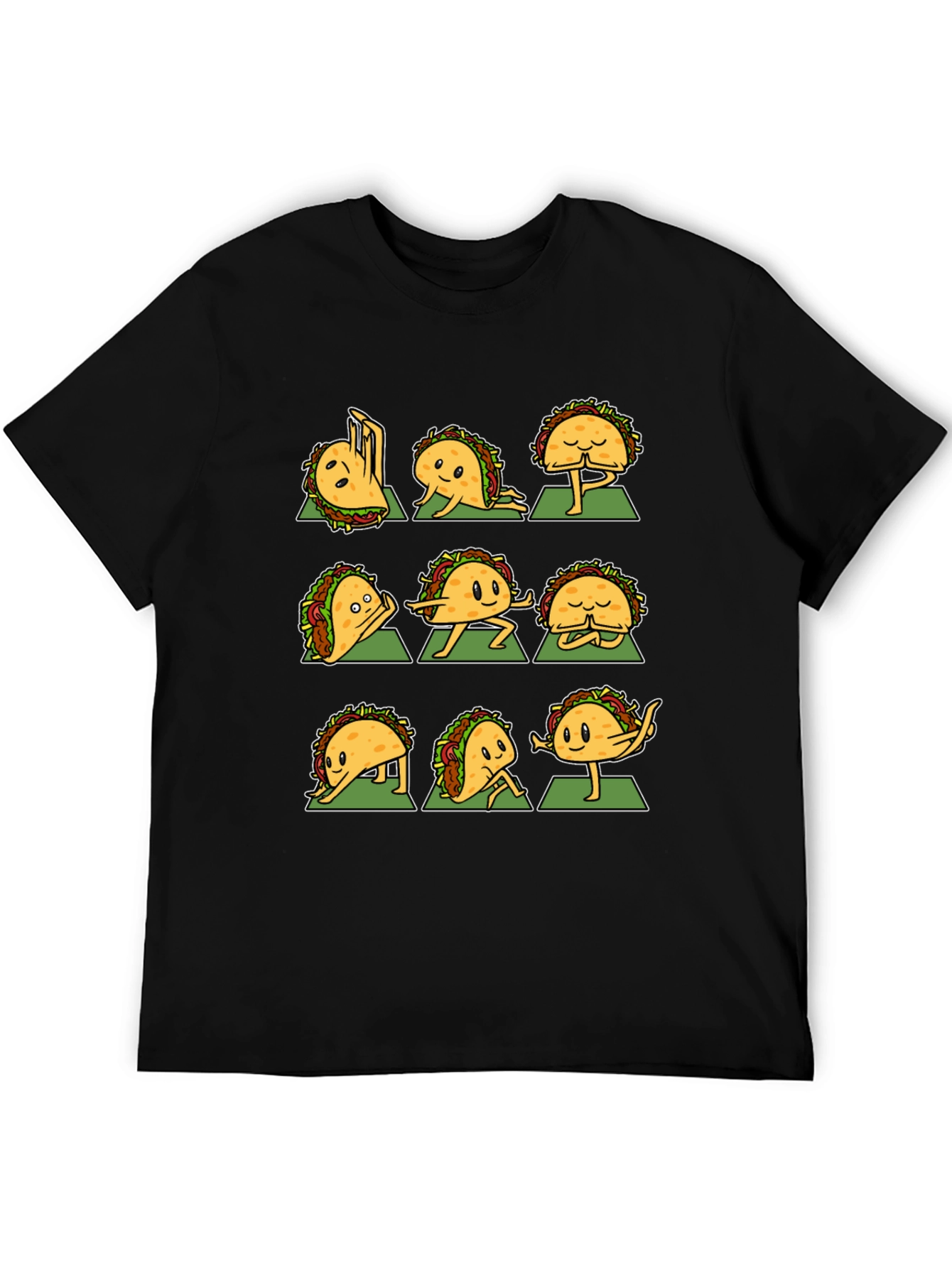 Funny Taco Yoga Pose Black T-Shirt