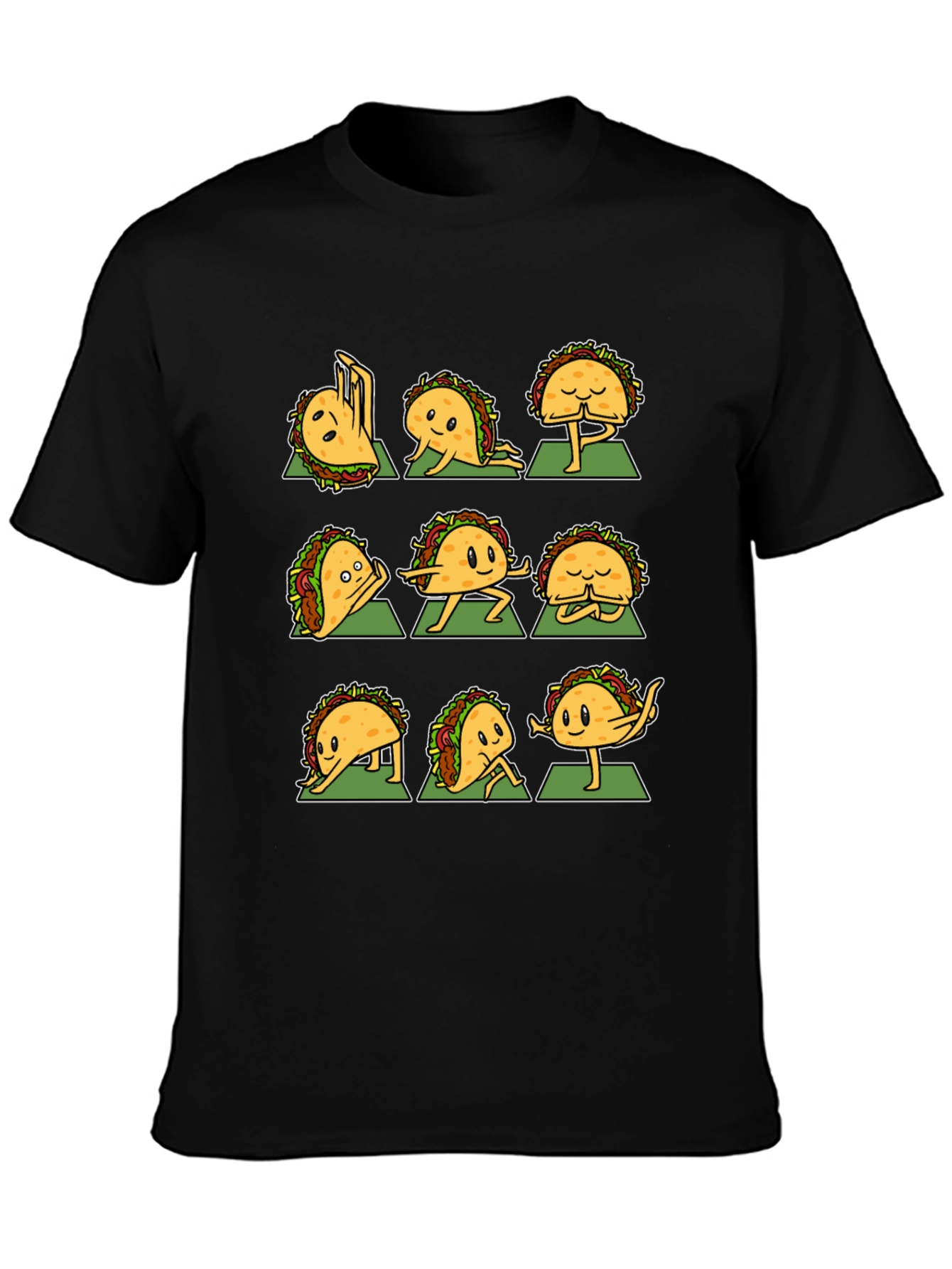 Funny Taco Yoga Pose Black T-Shirt