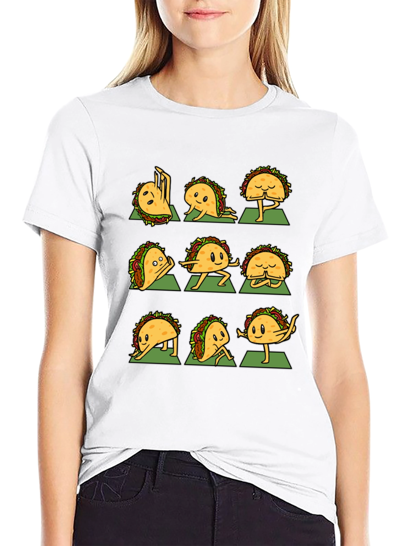Funny Taco Yoga Pose Black T-Shirt
