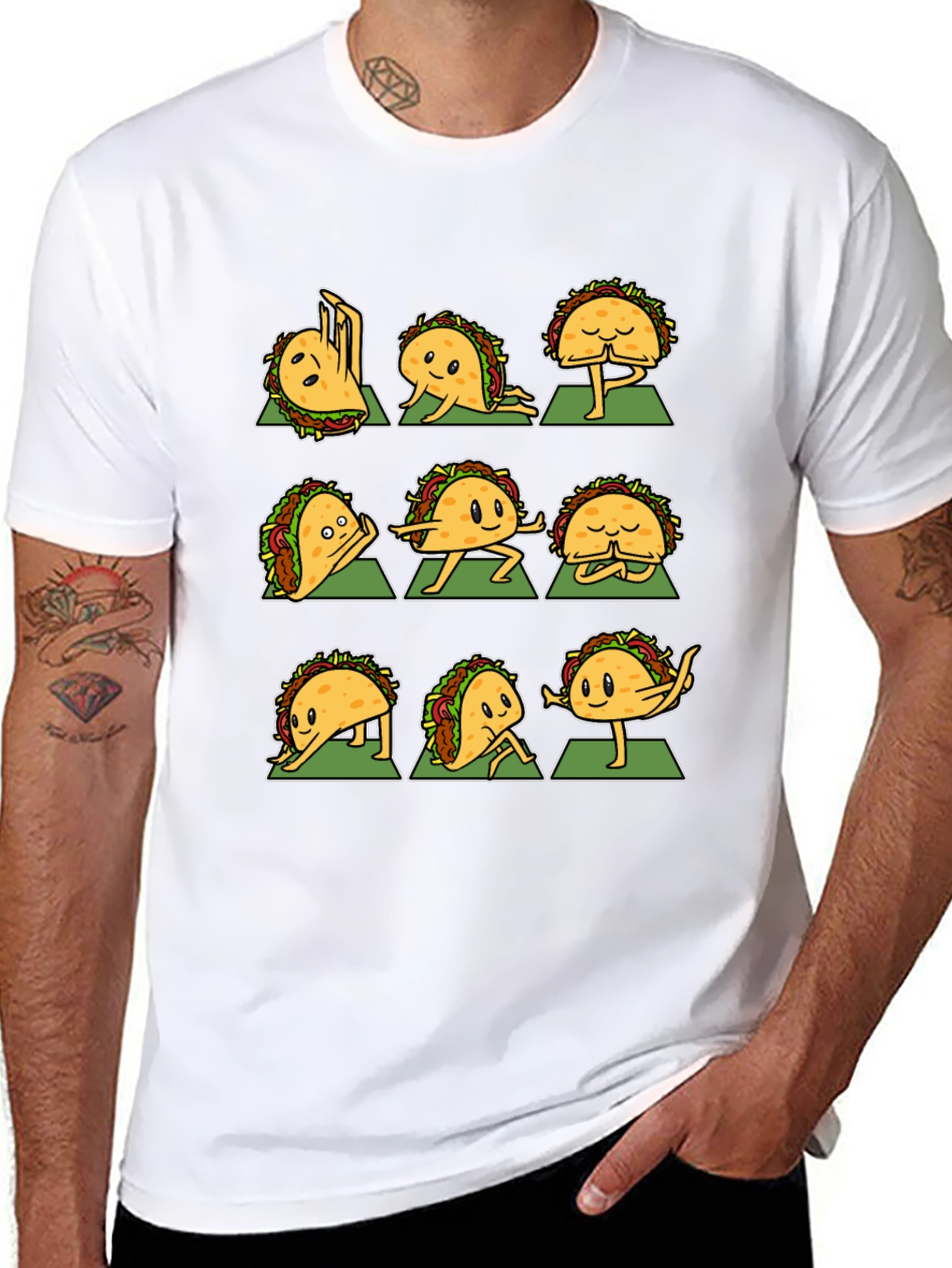 Funny Taco Yoga Pose Black T-Shirt