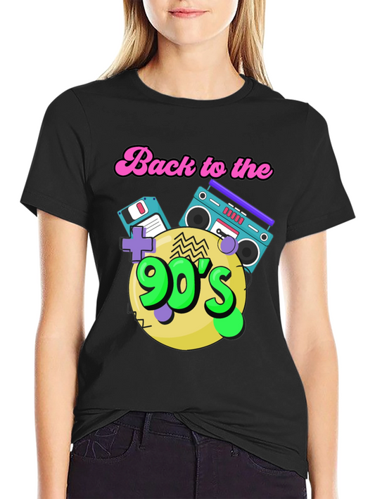 Back to the 90s T-Shirt Retro Boombox & Floppy Disk Design