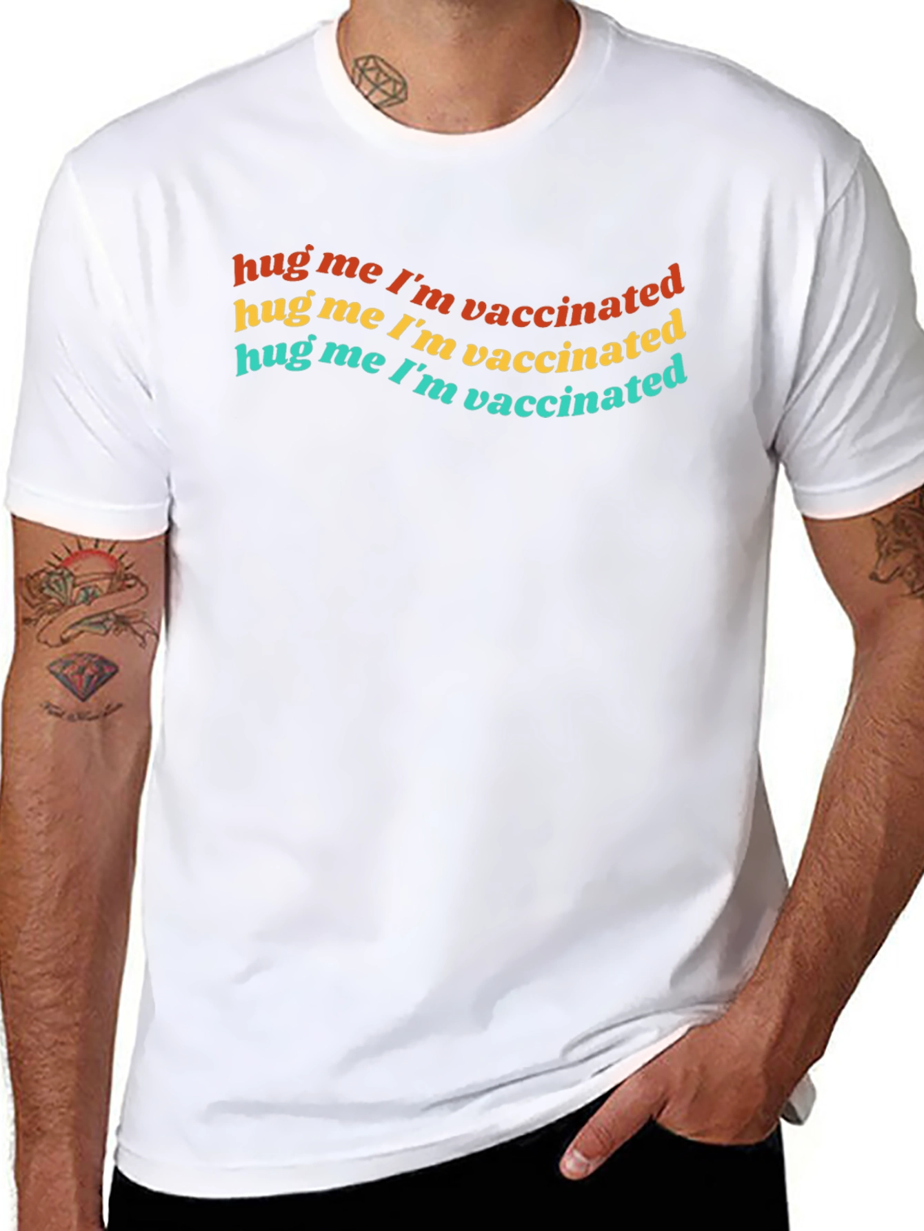 Hug Me Im Vaccinated Black T-Shirt