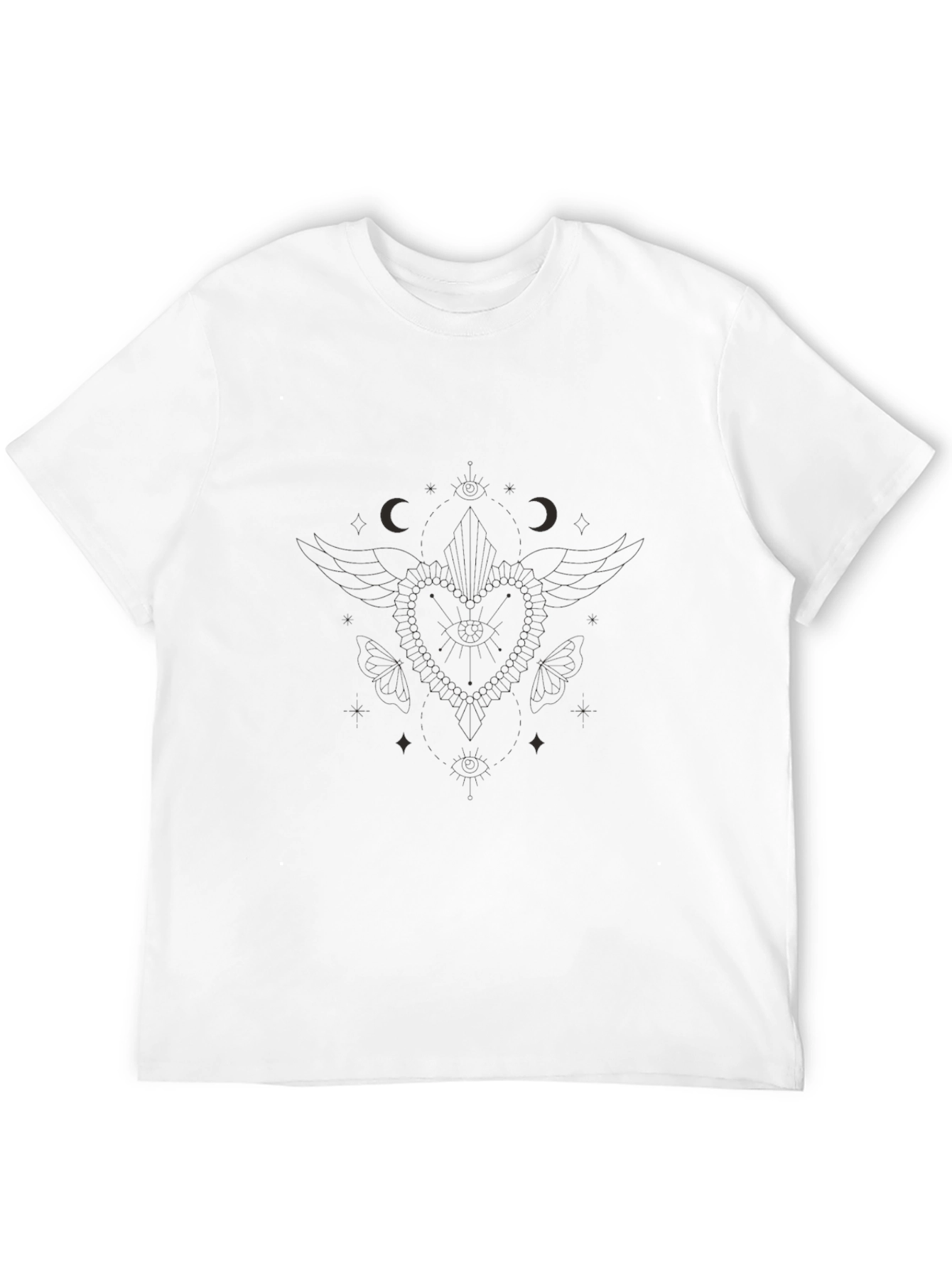 Mens Black T-Shirt with Celestial Design