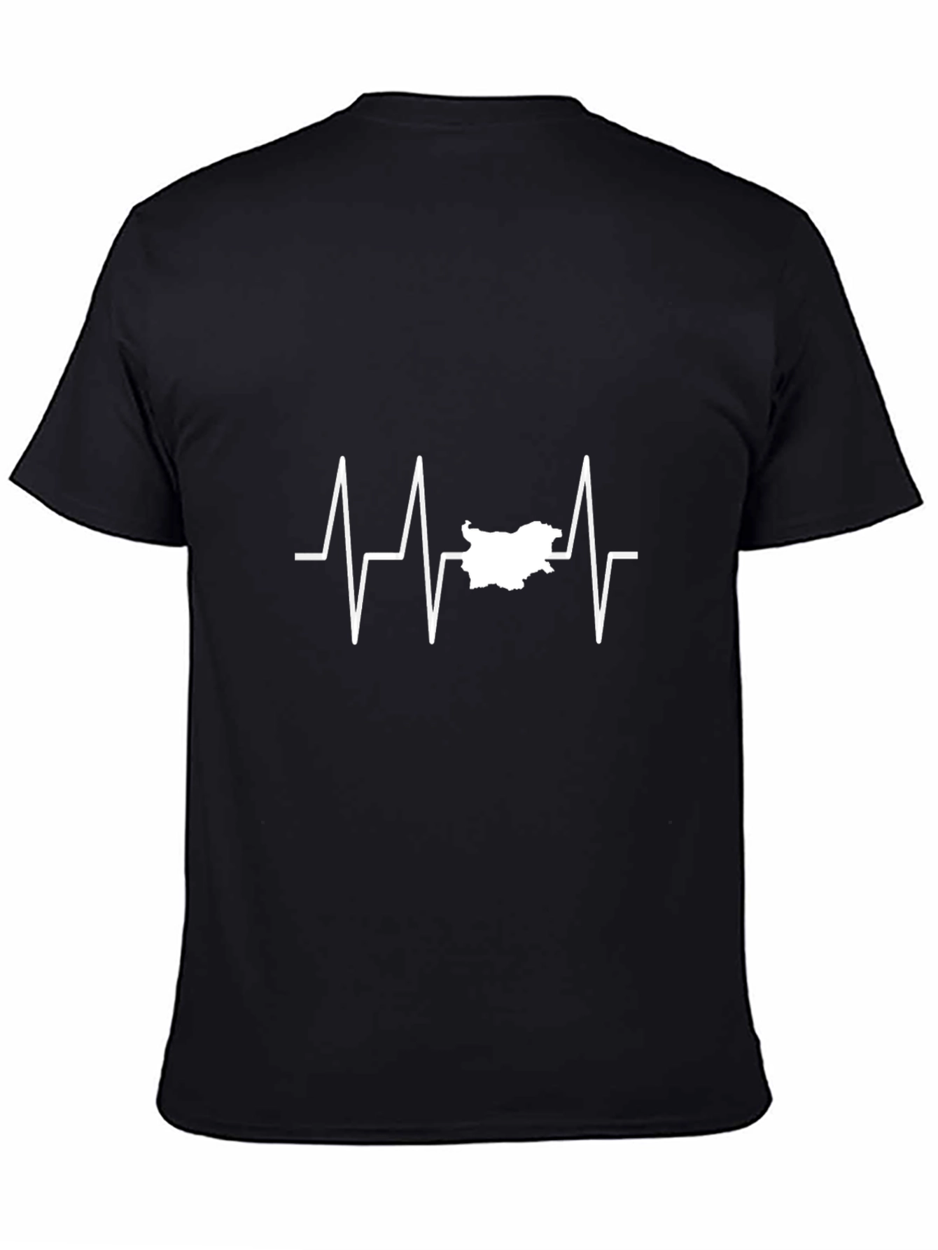 Heartbeat Bulgaria Map T-Shirt - Black