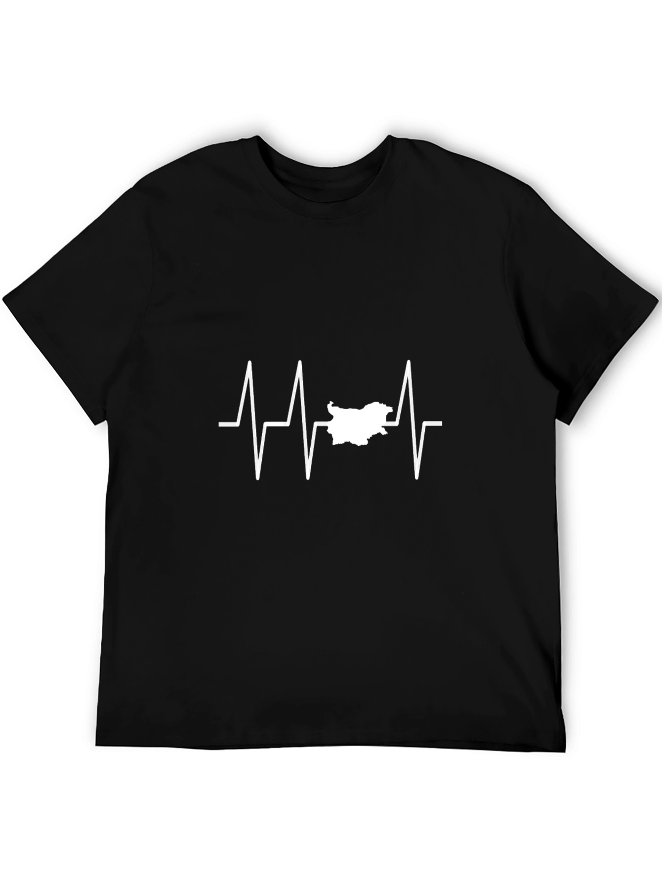 Heartbeat Bulgaria Map T-Shirt - Black