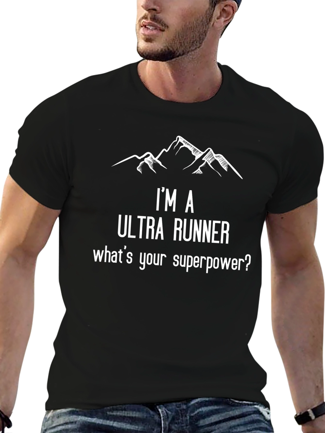 Ultra Runner Superpower T-Shirt: Black Cotton Blend