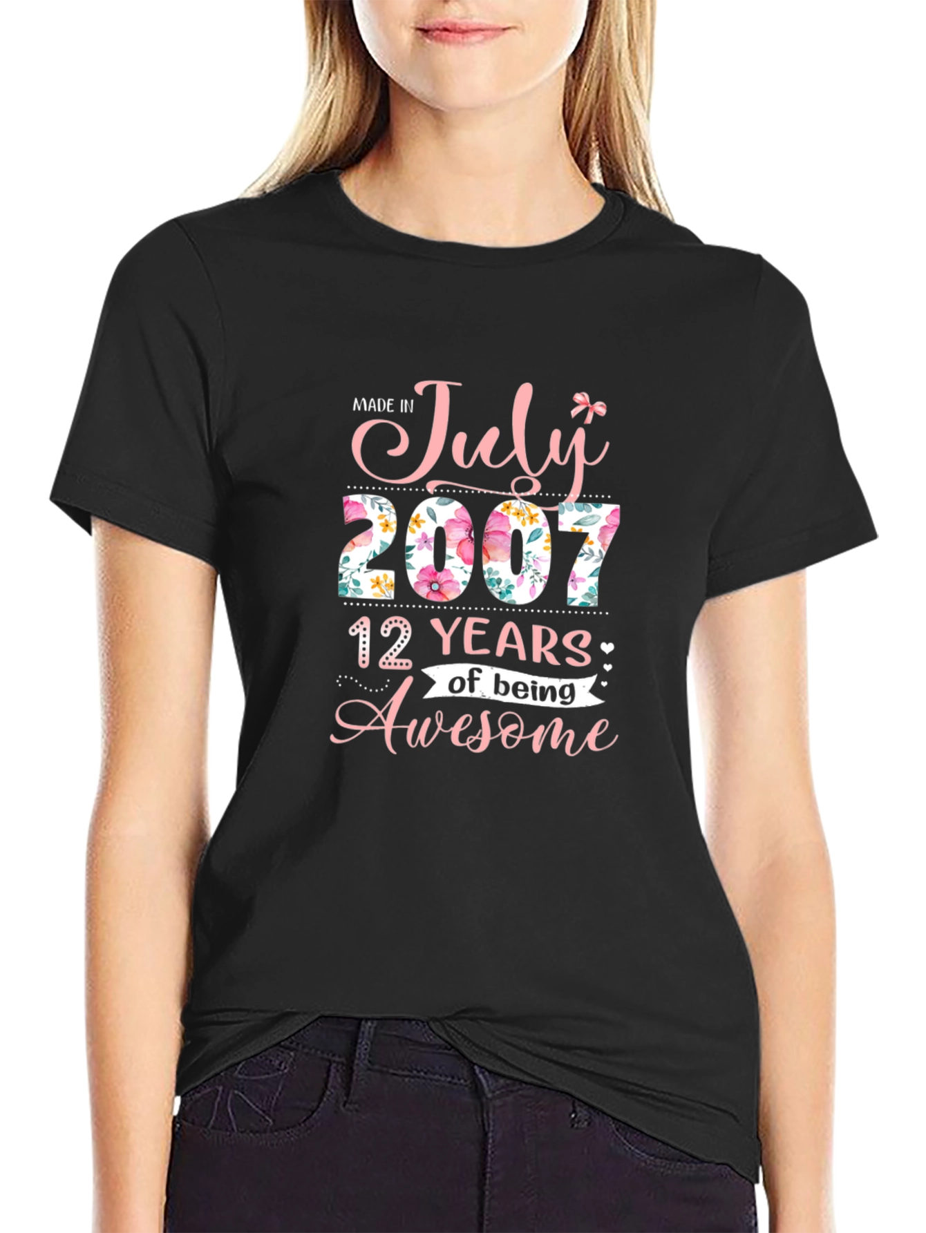 Made in July 2007 Floral T-Shirt